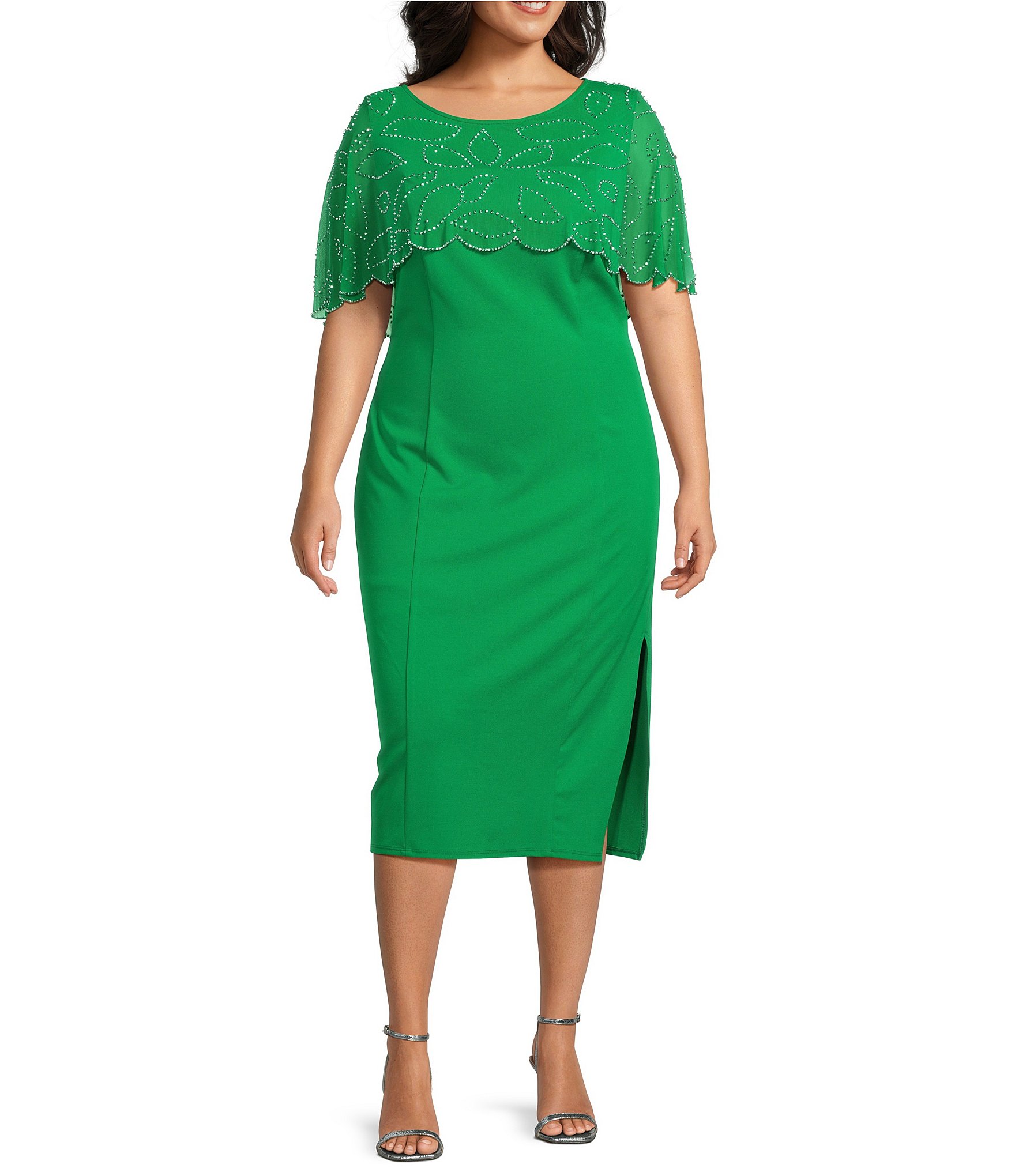 Marina Plus Size Beaded Capelet Dress