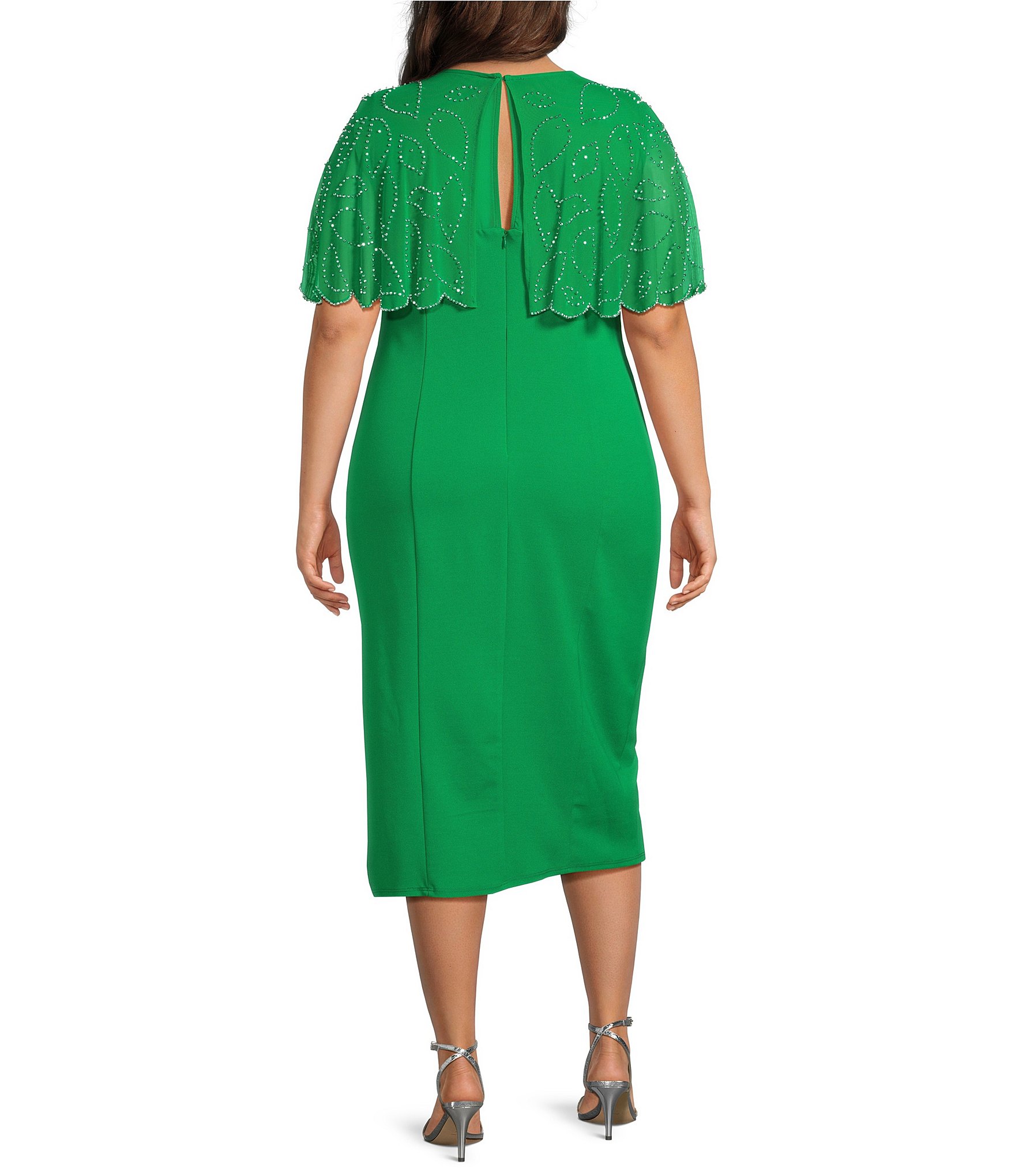 Marina Plus Size Beaded Capelet Dress