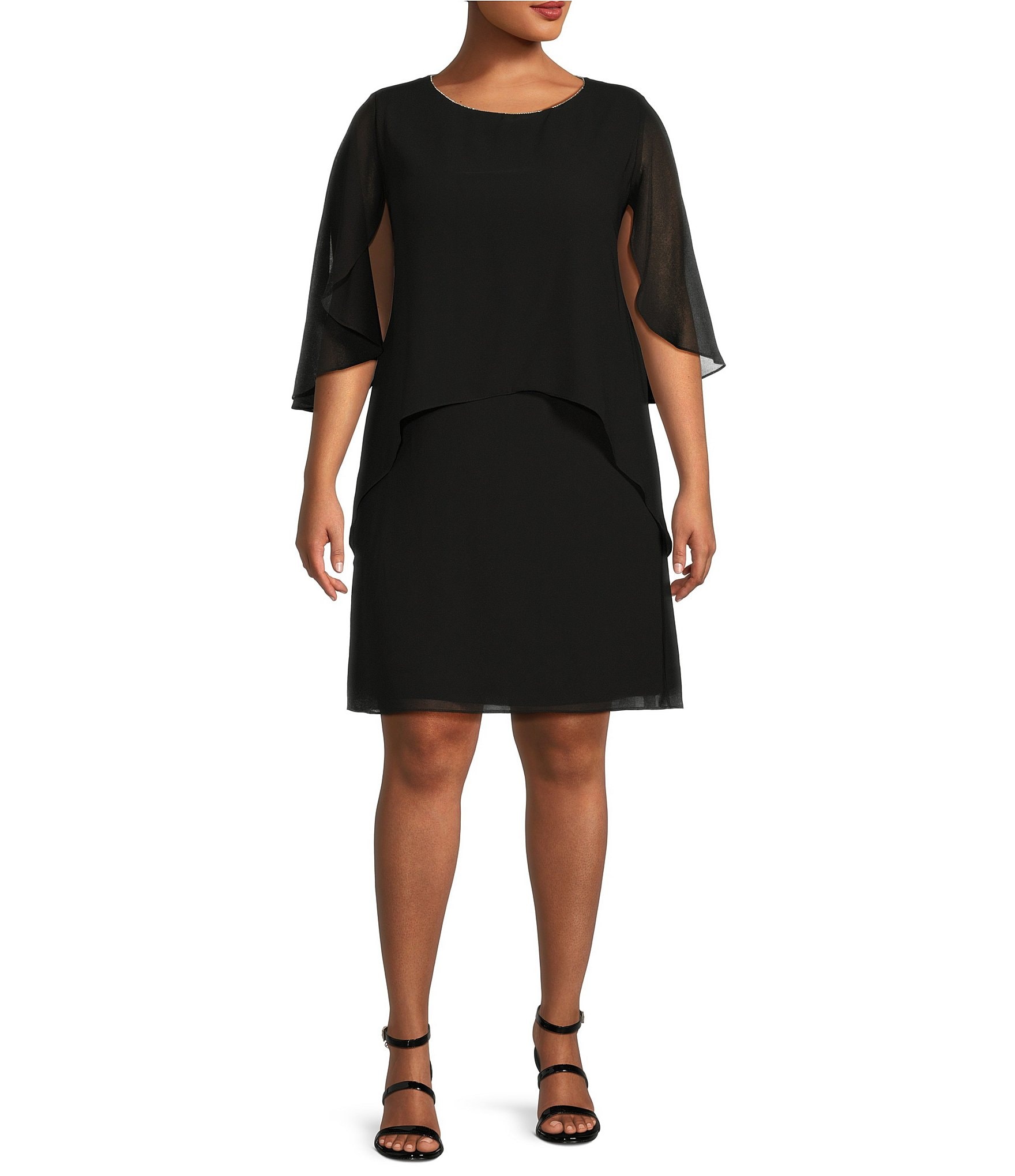 Marina Plus Size Chiffon Overlay Sheath Dress | Dillard's