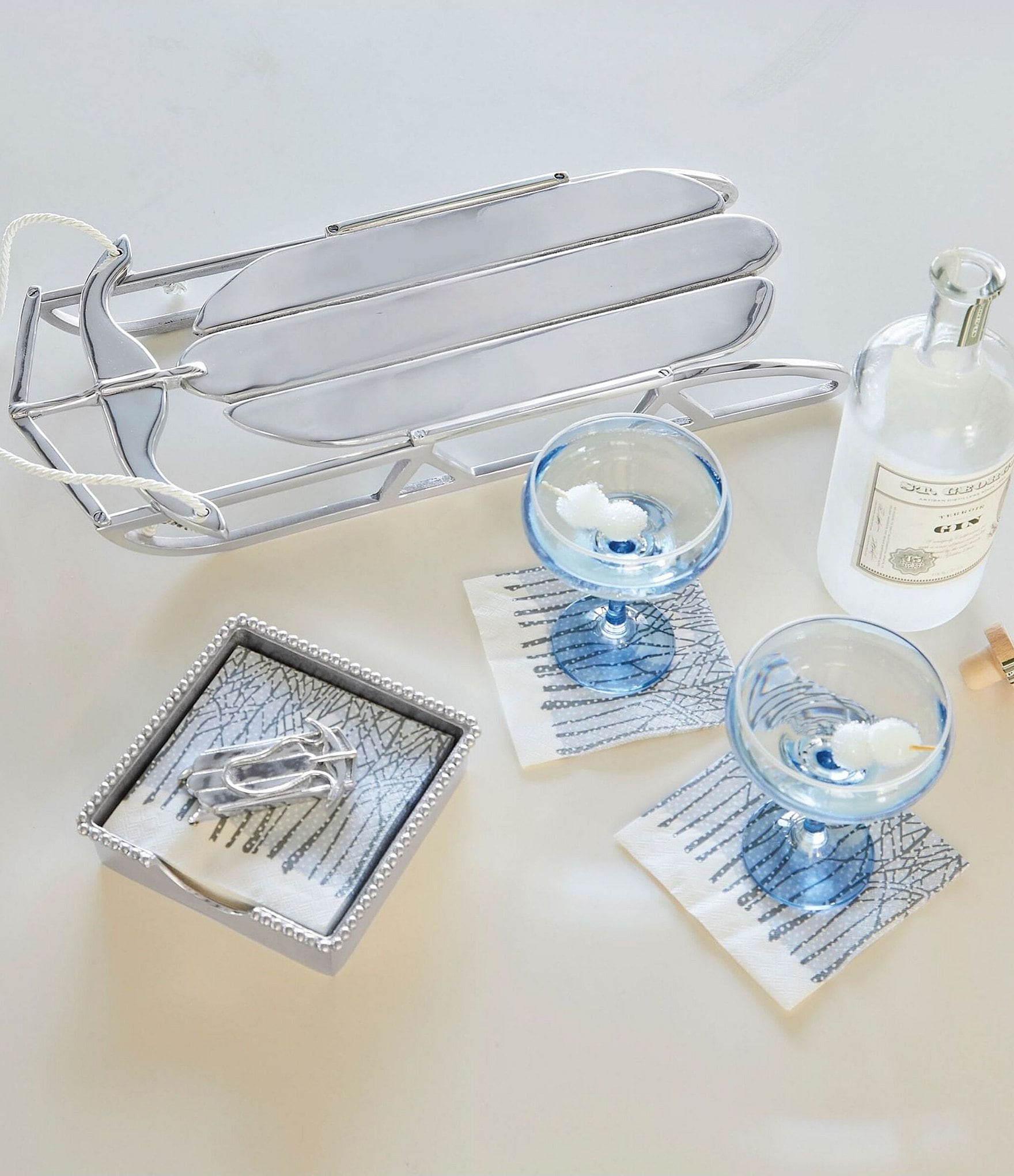 Mariposa Double Runner Sled Beaded Collection Napkin Box Set