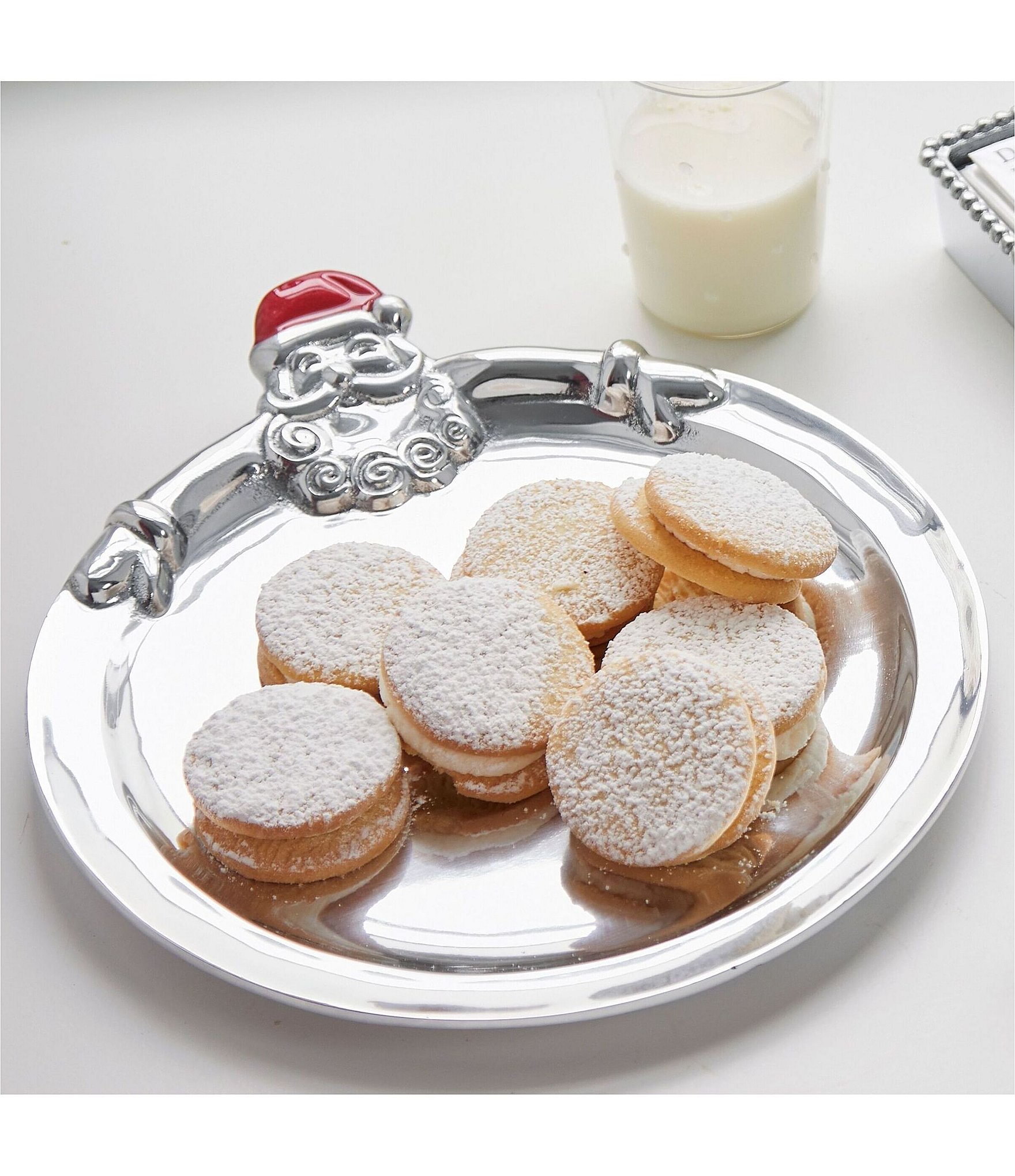 Mariposa Hugging Santa Round Cookie Platter