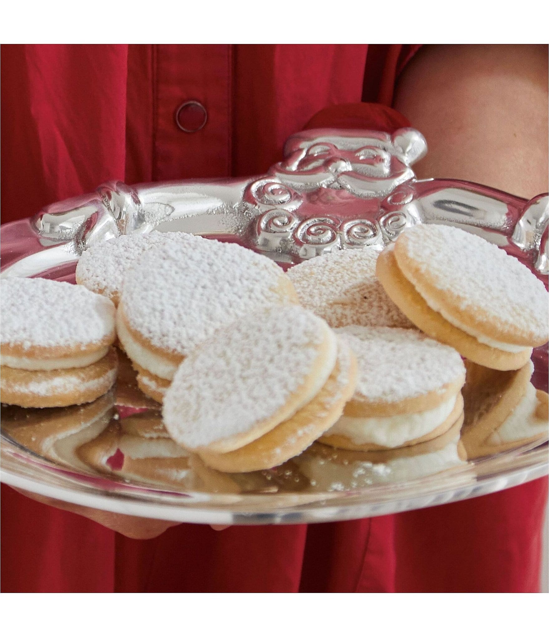 Mariposa Hugging Santa Round Cookie Platter