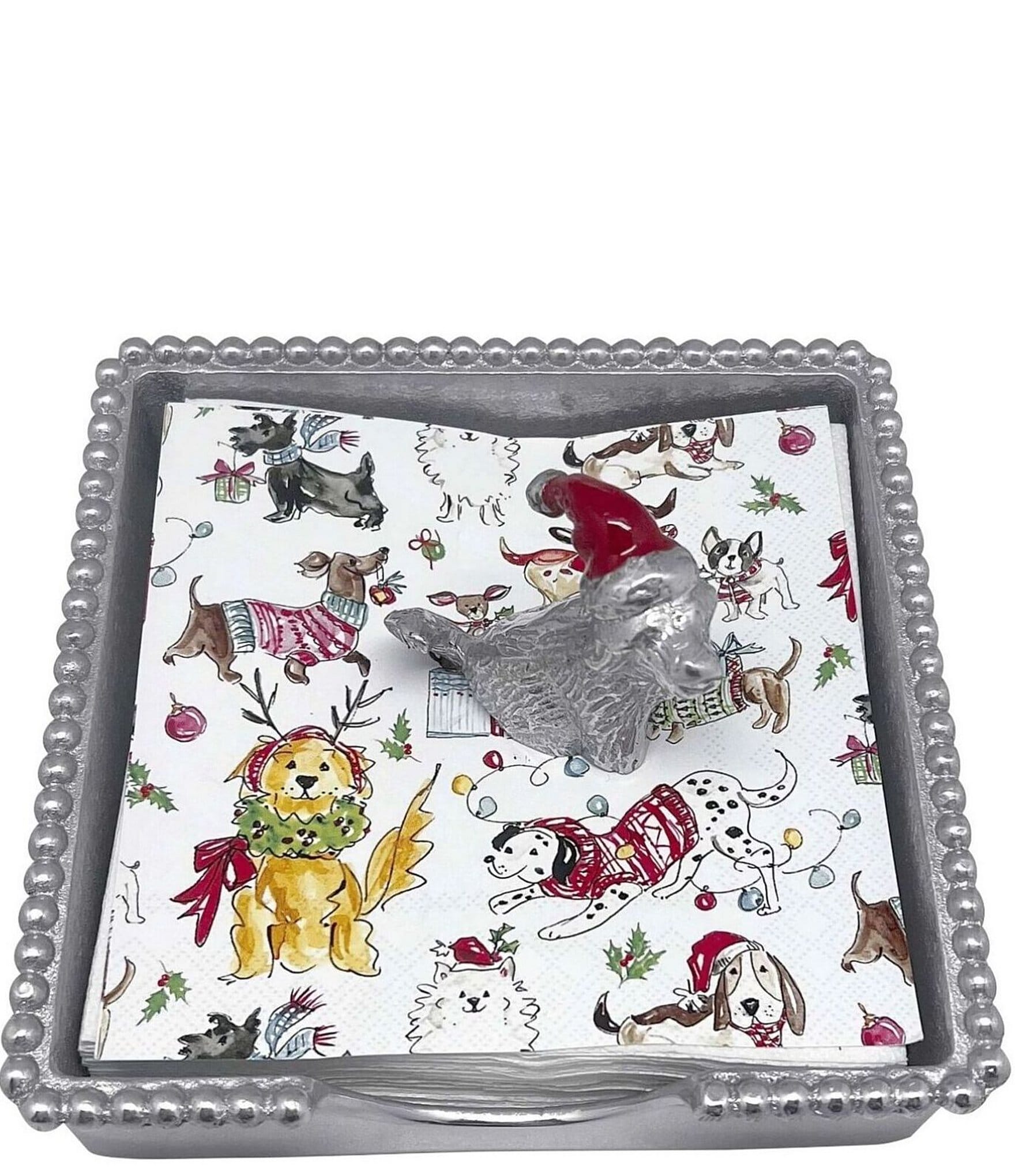 Mariposa Sitting Lab With Red Hat Beaded Collection Napkin Box
