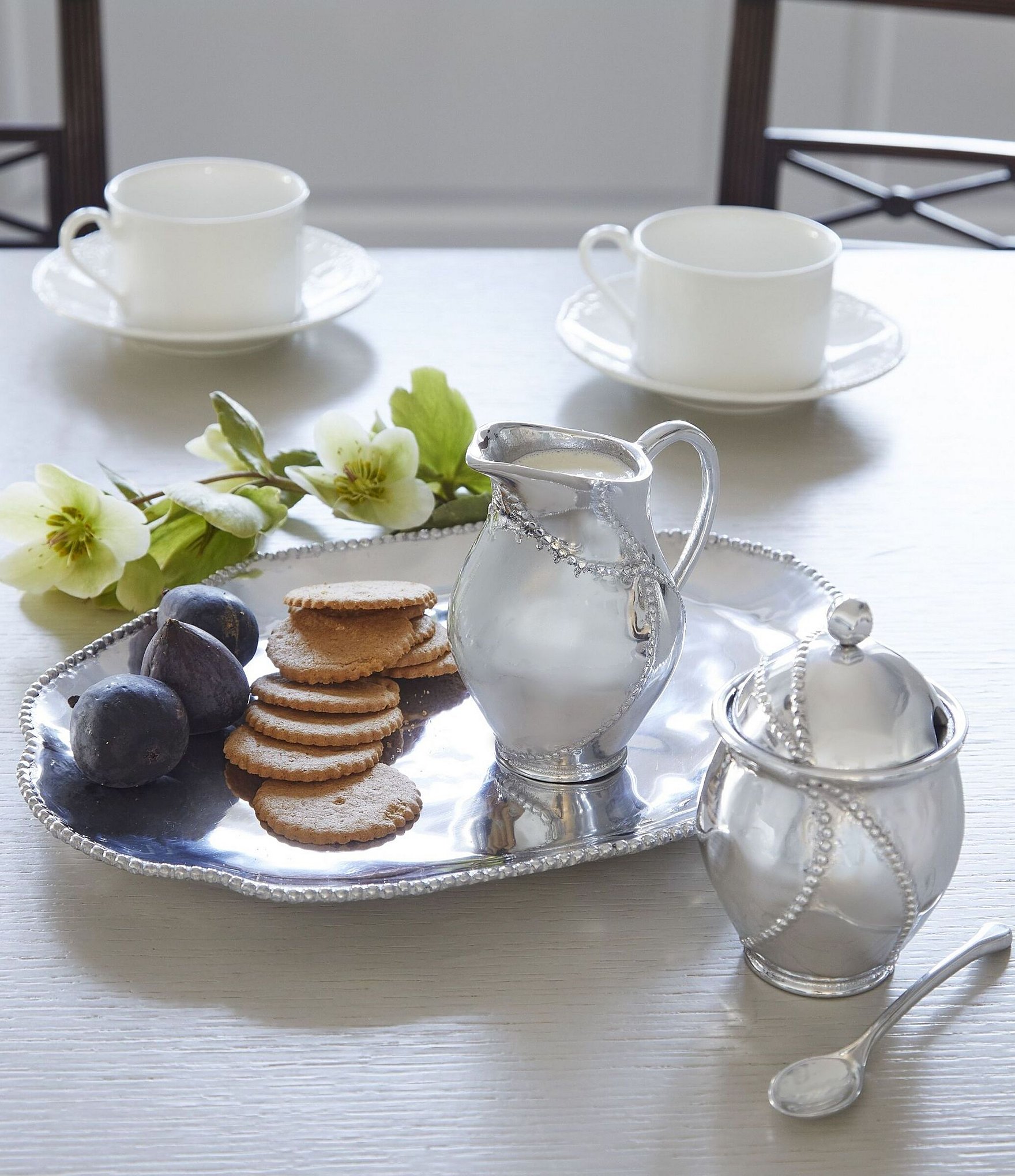 Mariposa Sueno Collection Beaded Oval Server Tray