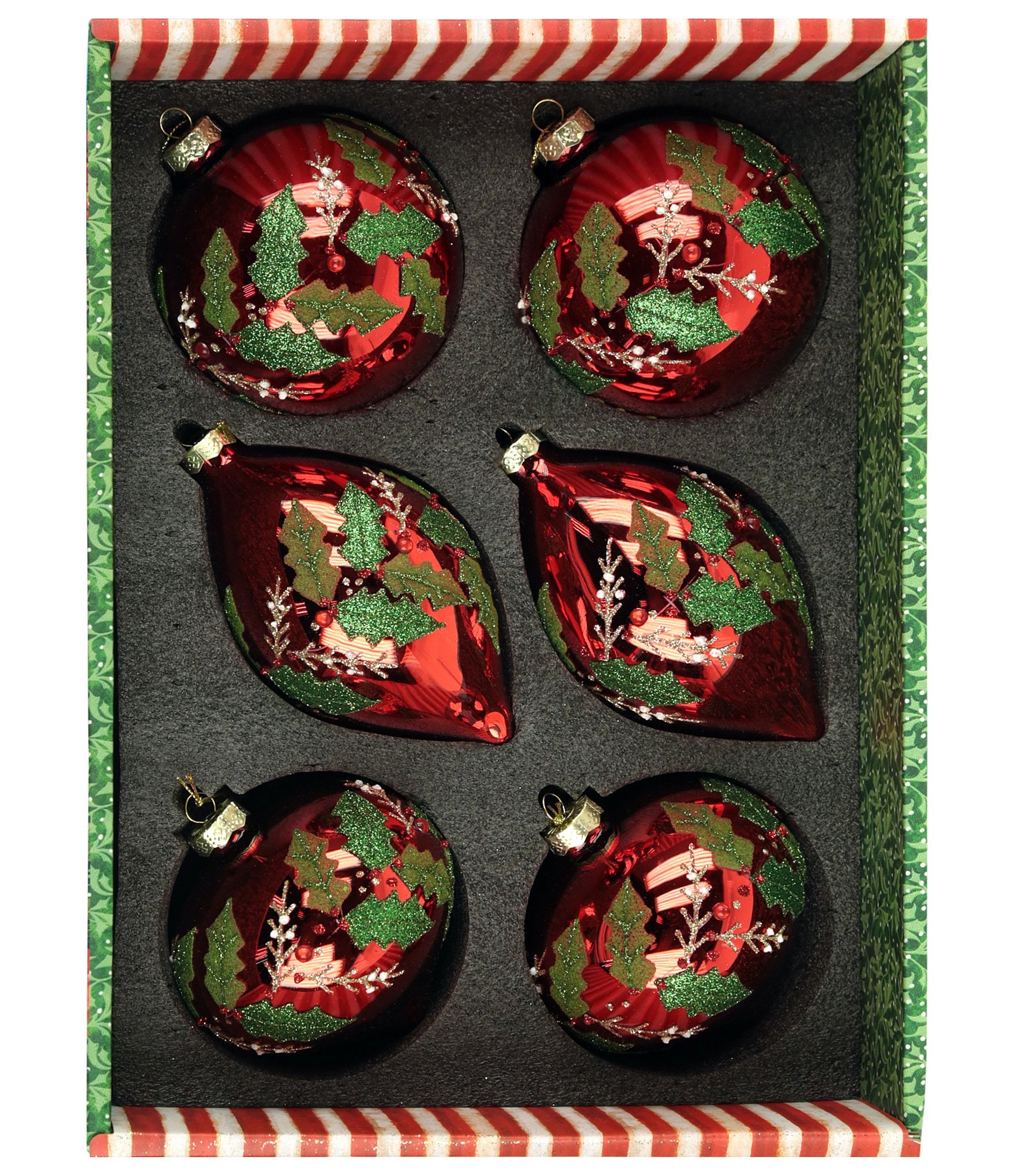 Mark Roberts Christmas Holly Leaf Ornament, Box of 6