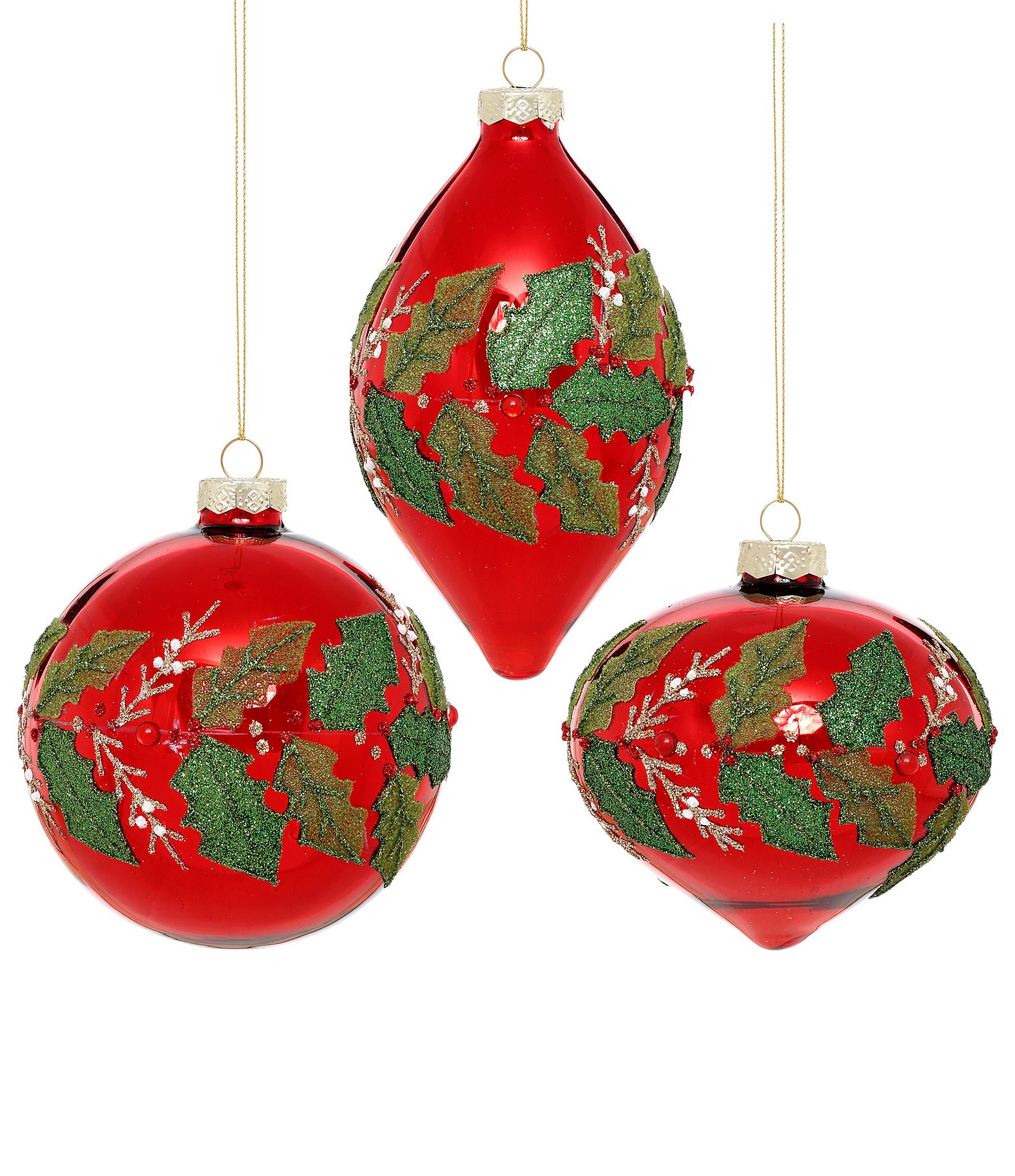 Mark Roberts Christmas Holly Leaf Ornament, Box of 6