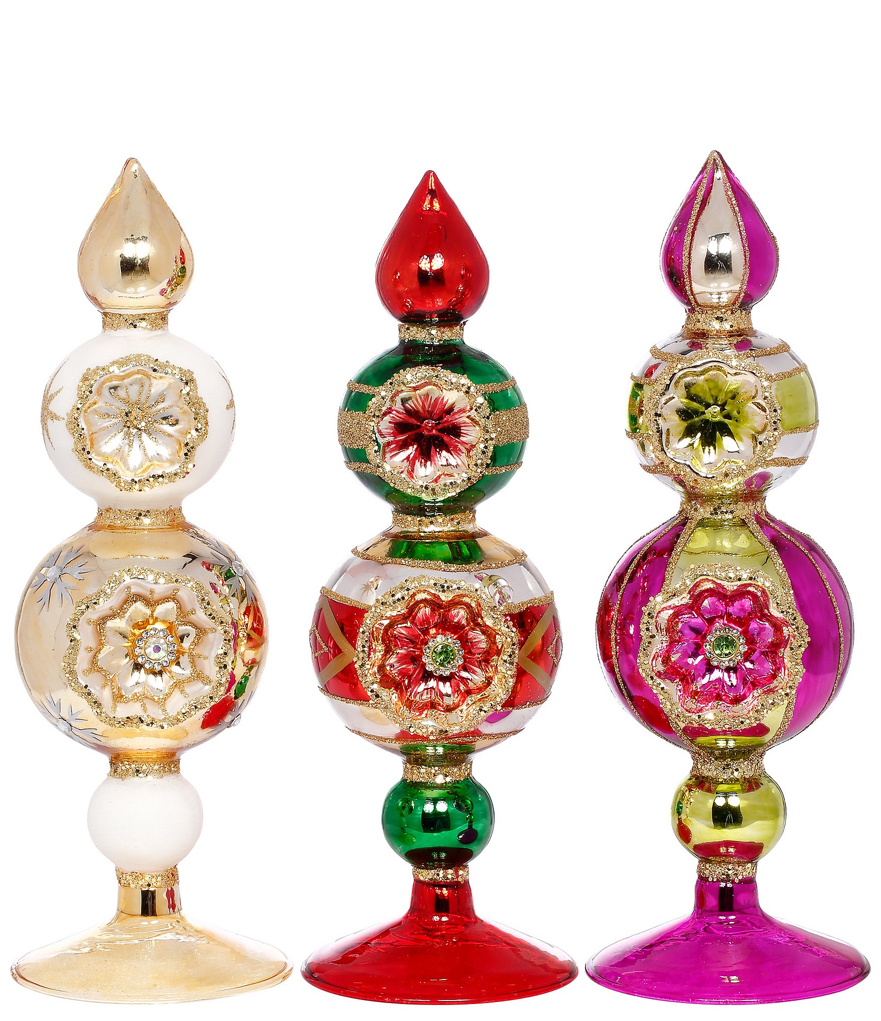 Mark Roberts Holiday Collection 6-Piece Assortment Triple Stack Finial Ornament Set