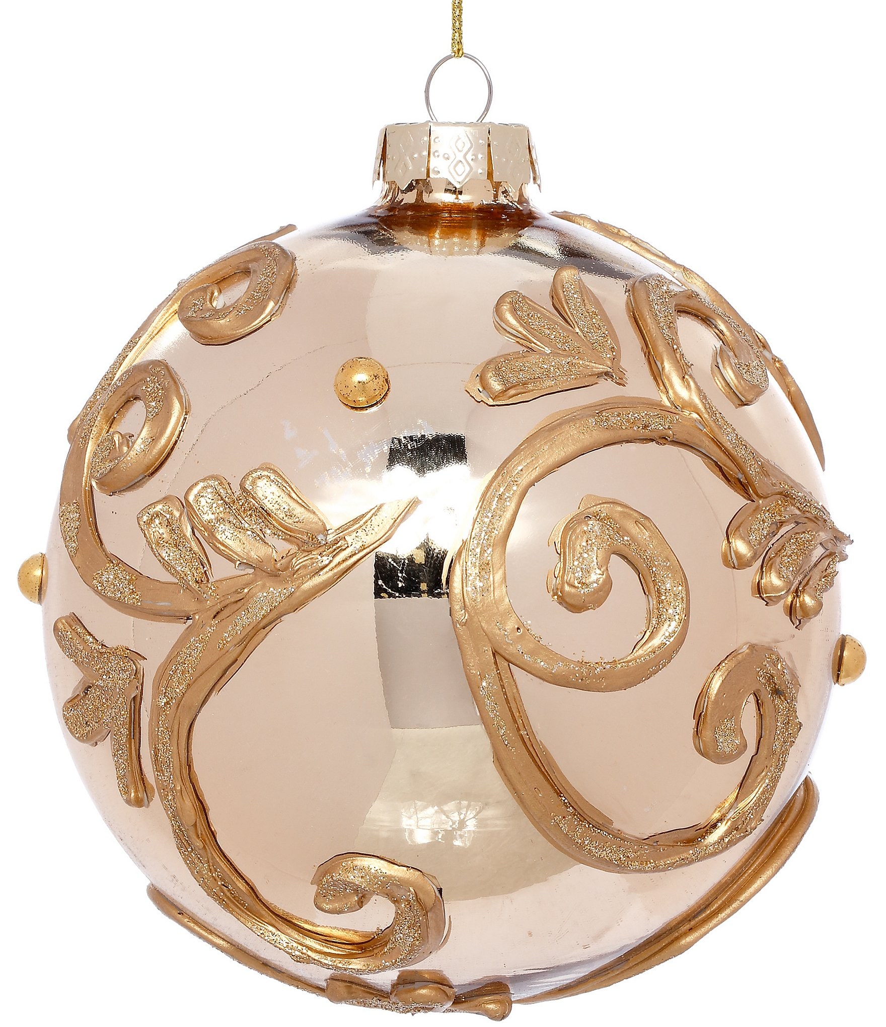 Mark Roberts Holiday Collection 6-Piece Gold Scroll Ball Hanging Ornament Set