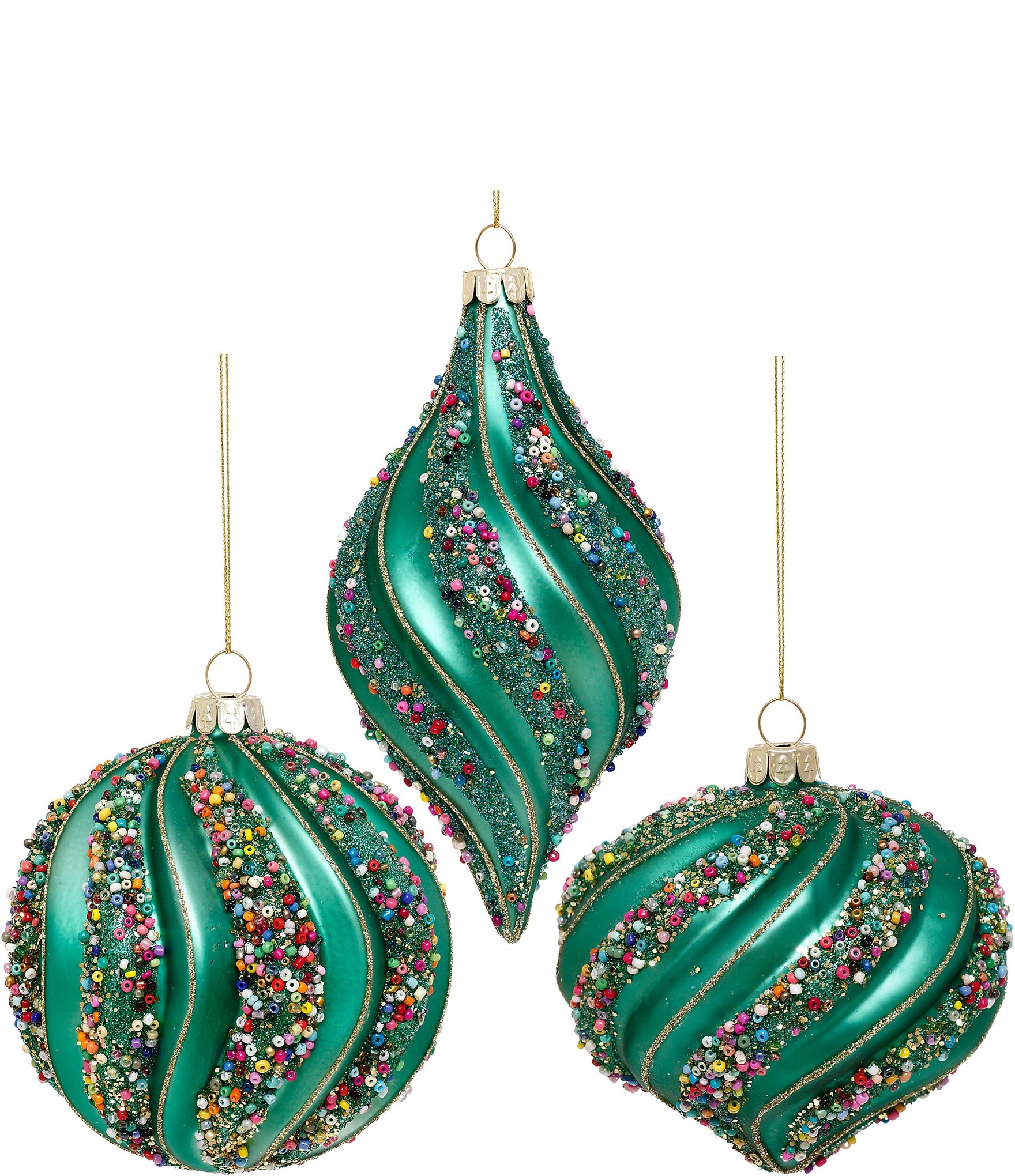 Mark Roberts Holiday Collection Assorted Sprinkle Glittered Ornament, Set of 6