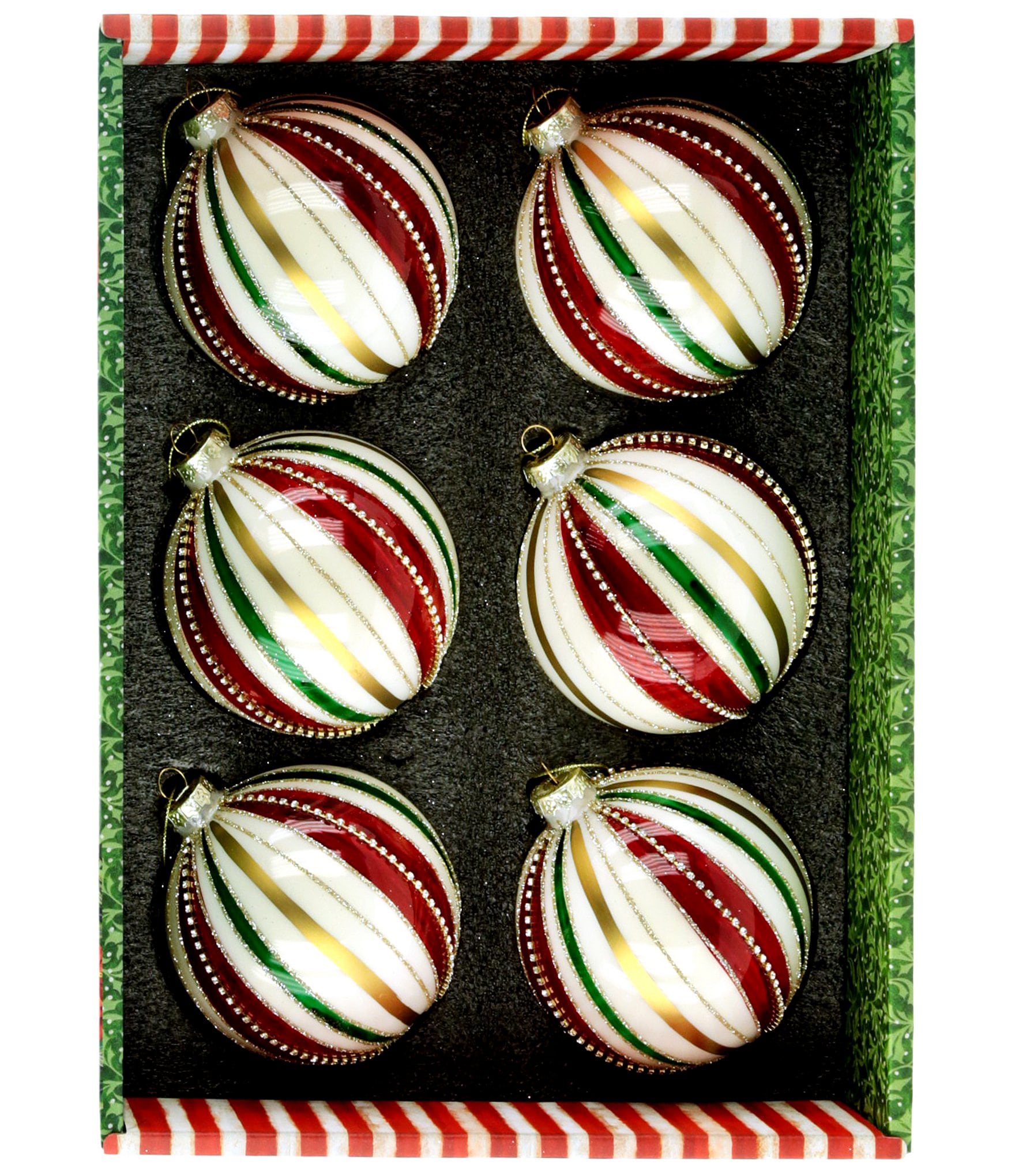 Mark Roberts Holiday Stripe Ornament, Box Of 6