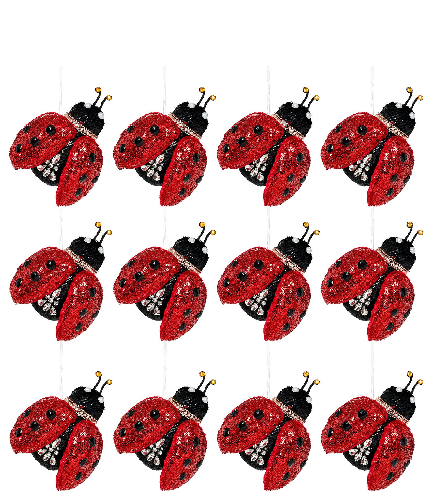 Mark Roberts Sequin Ladybug Ornament Set Of 12