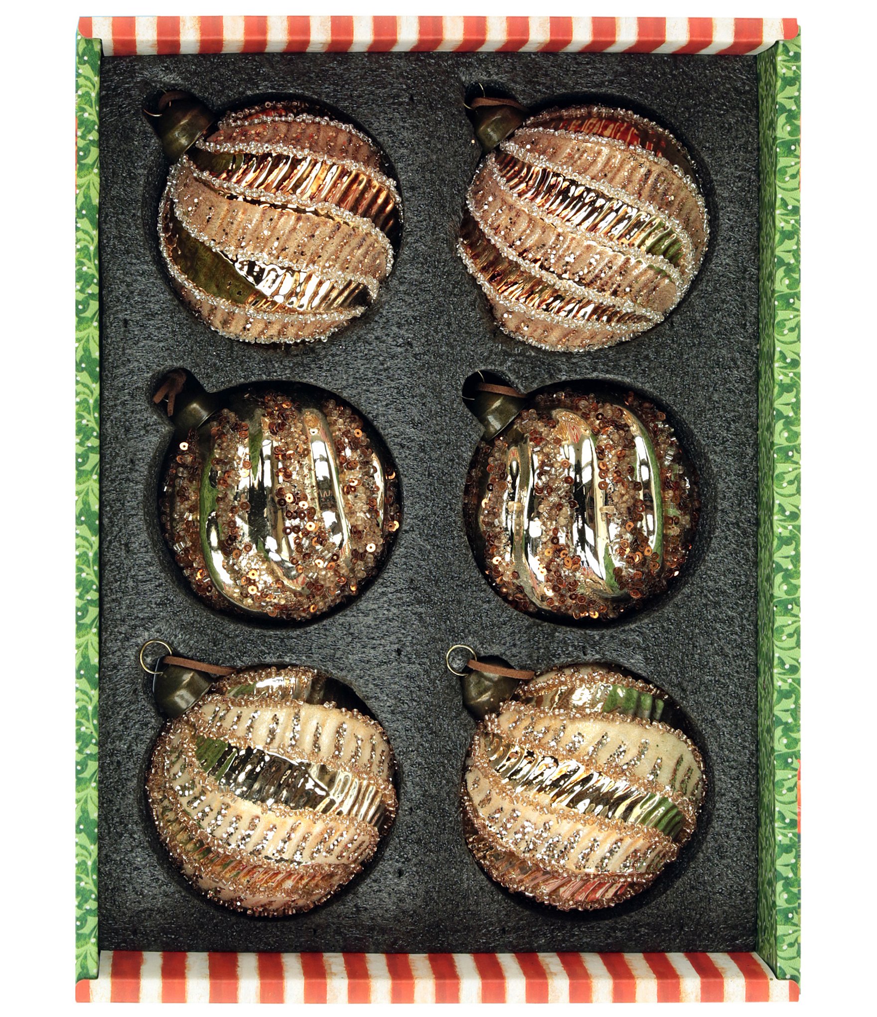 Mark Roberts Sequin Spiral Ornament Box of 6