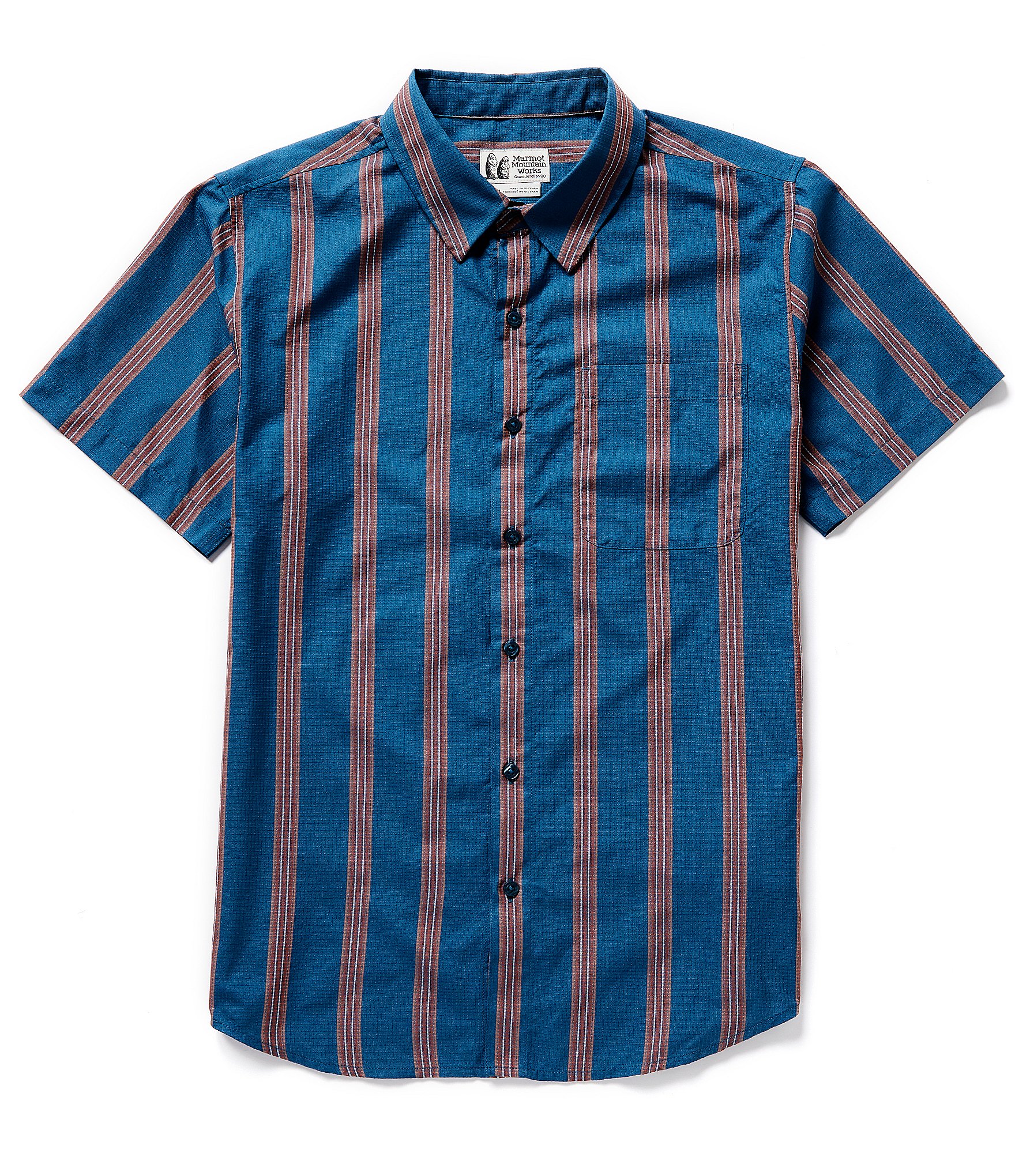 Marmot Aerobora Novelty Vertical Stripe Short Sleeve Woven Shirt ...