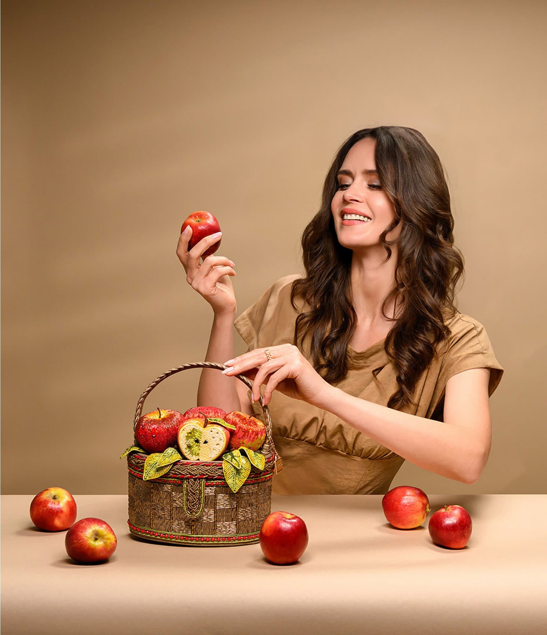 Mary Frances Apple Orchard Basket Inspired Top Handle Bag