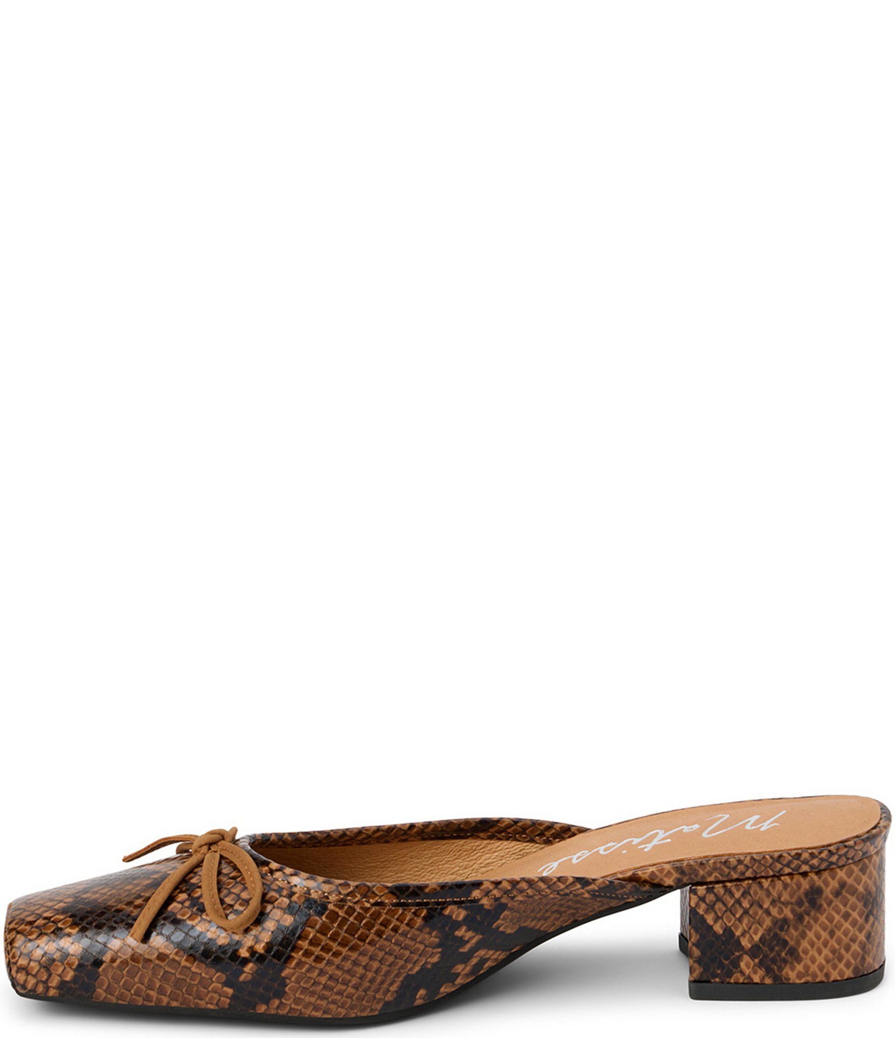 Matisse Basilio Snake Embossed Leather Bow Mules