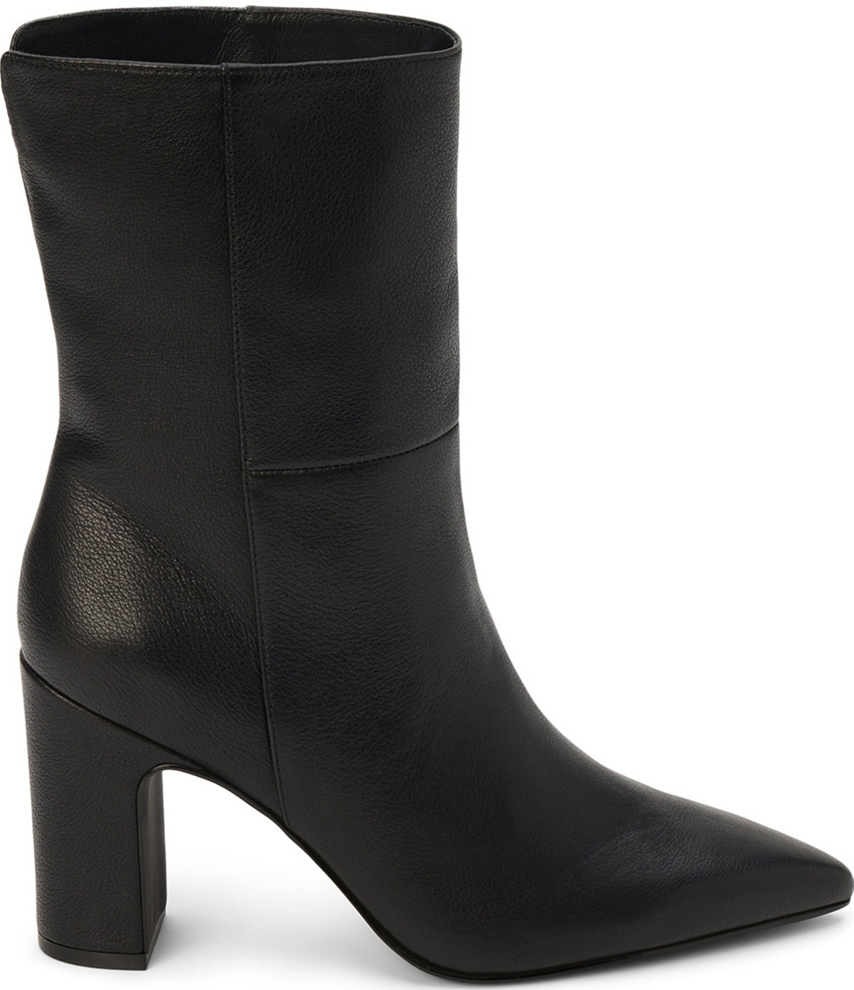 Matisse Celeste Leather Pointed Toe Block Heel Mid Calf Boots
