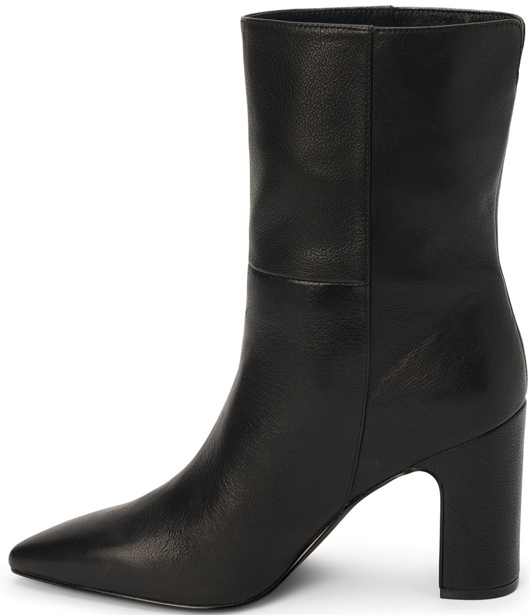 Matisse Celeste Leather Pointed Toe Block Heel Mid Calf Boots