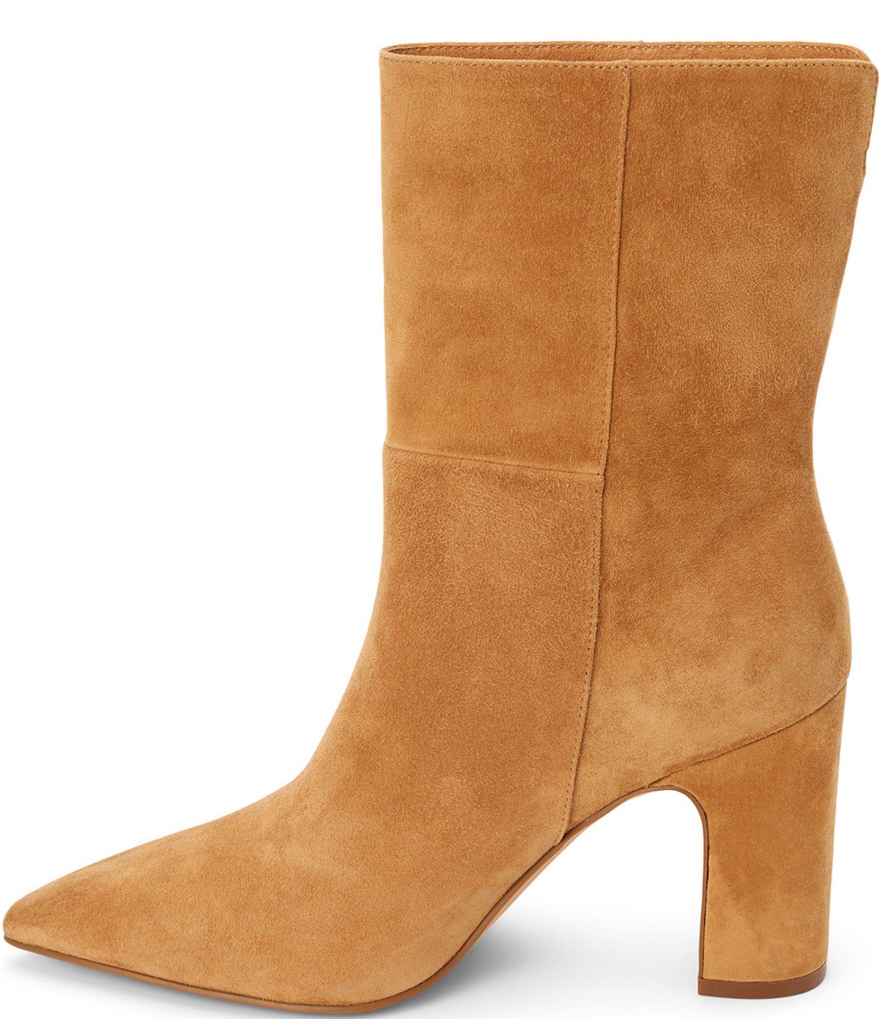 Matisse Celeste Suede Pointed Toe Block Heel Mid Calf Boots