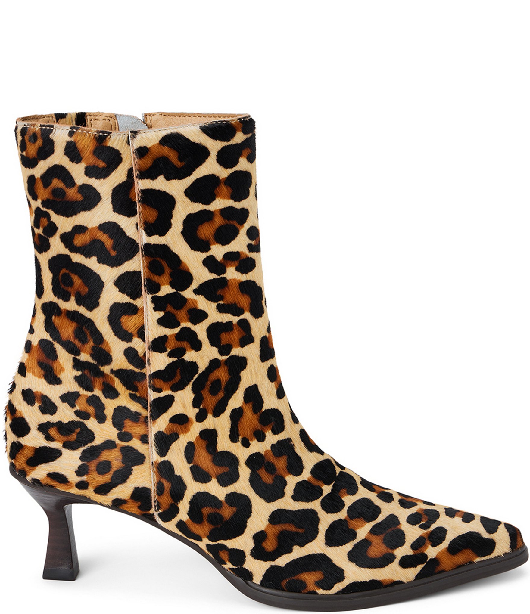 Matisse Gabbie Leopard Printed Hair Calf Kitten Heel Booties