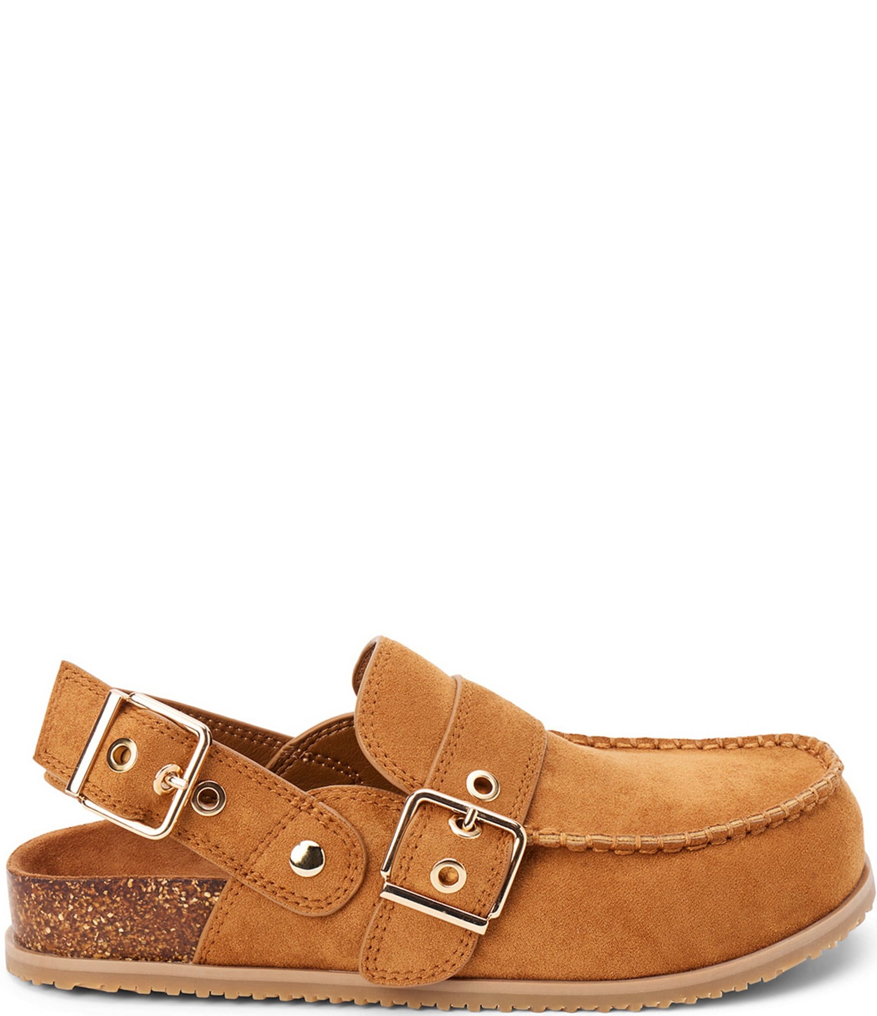 Matisse Tyler Sueded Fabric Moc Toe Buckle Hardware Slingback Clogs