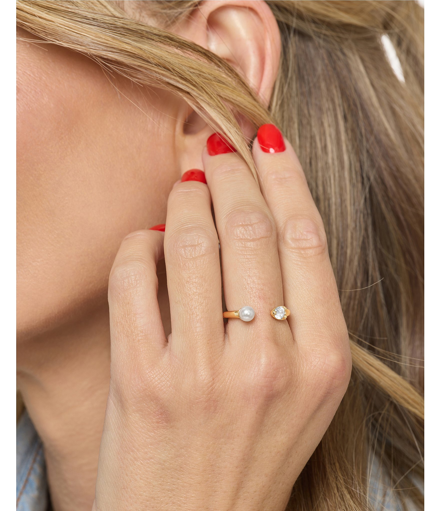 Melinda Maria Perfect Pearl Open Band Ring