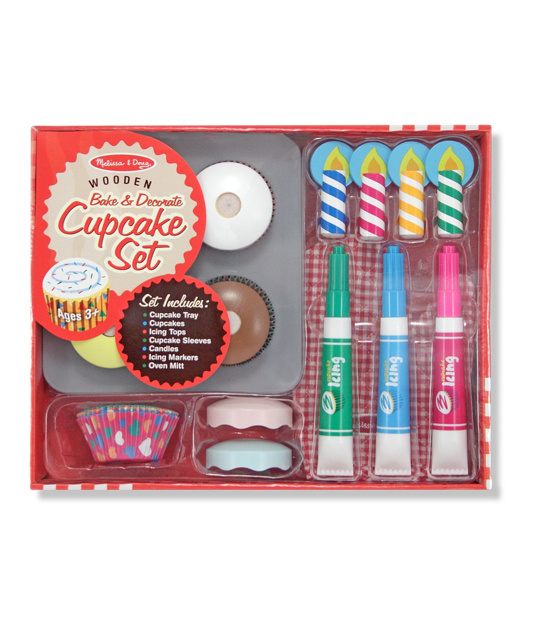 Melissa & Doug Wooden Bake & Decorate Cupcake Set