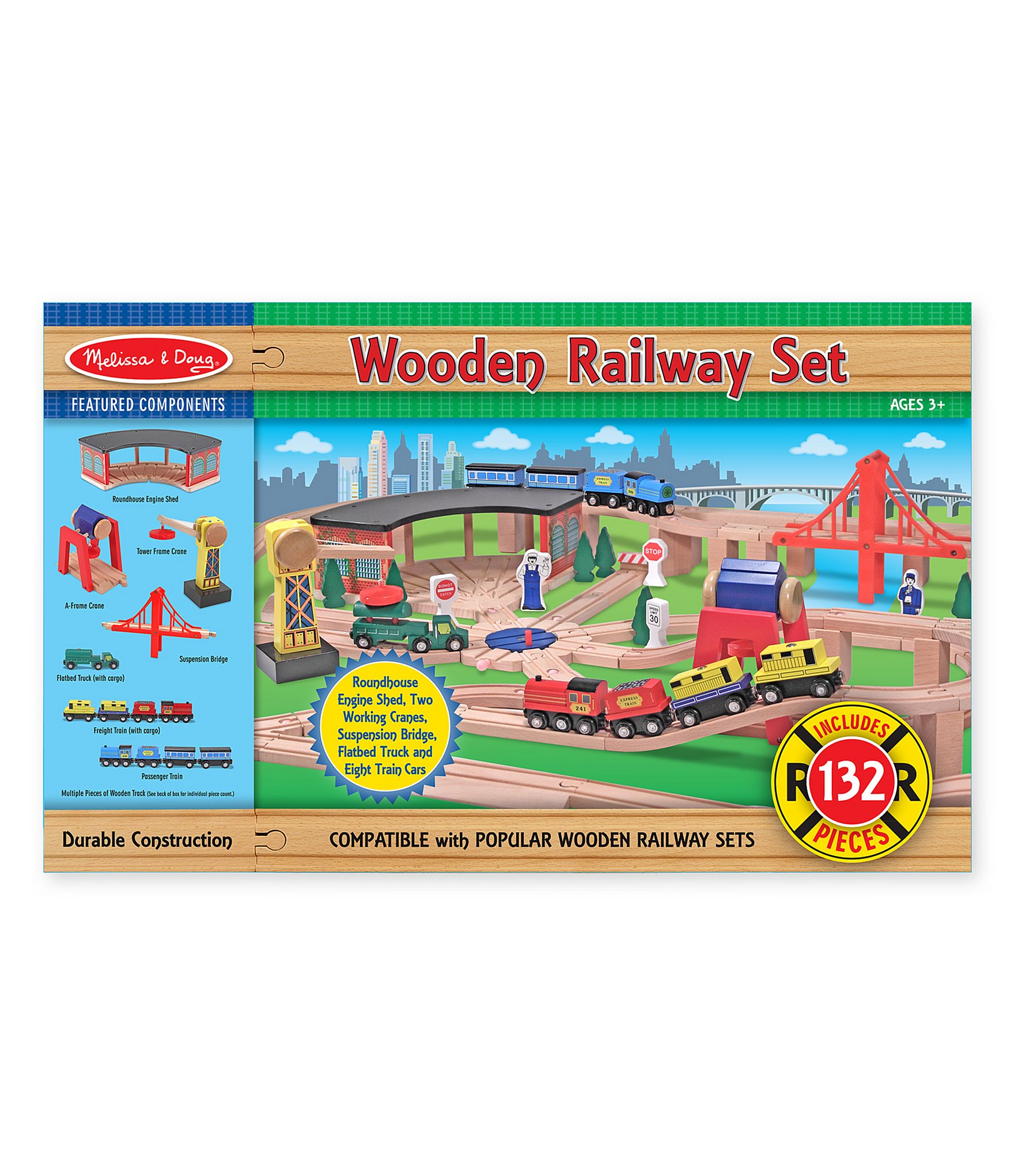 Melissa & Doug Wooden Railway Set