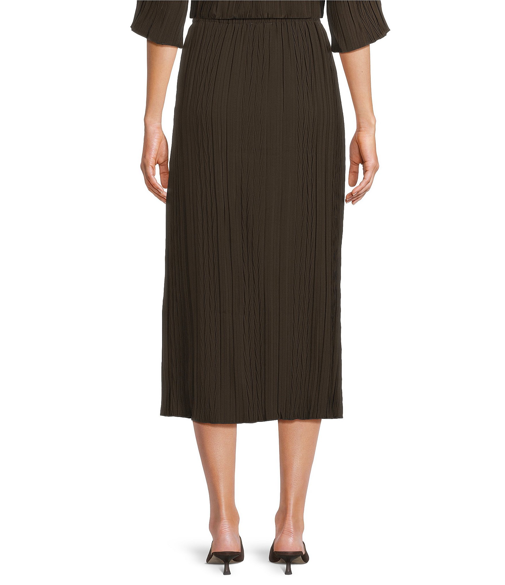 MELLODAY Coordinating Plisse Sheath Midi Skirt