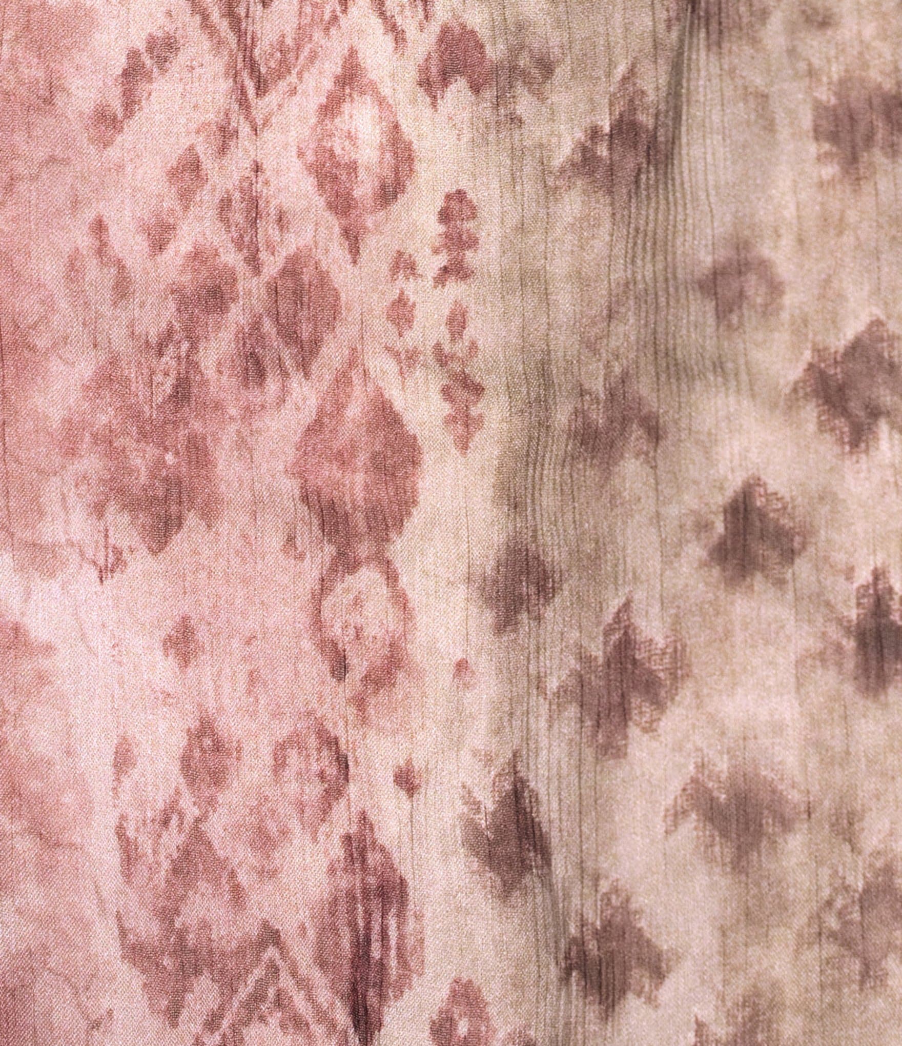 MELLODAY Coordinating Printed Chiffon Mock Neck Long Sleeve Ruffle Hem Blouse