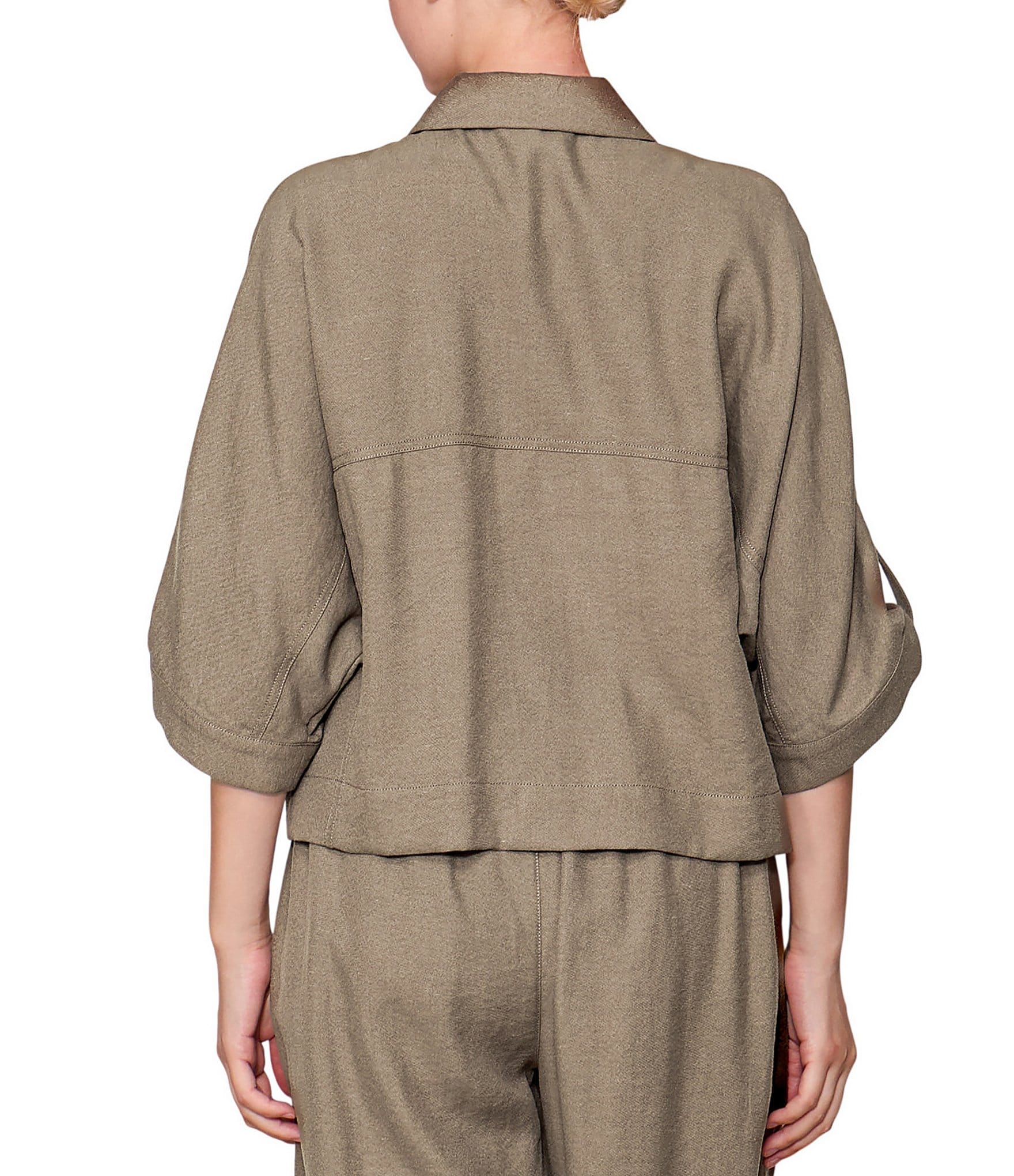 MELLODAY Coordinating Twill Point Collar Roll Tab Sleeve Utility Jacket