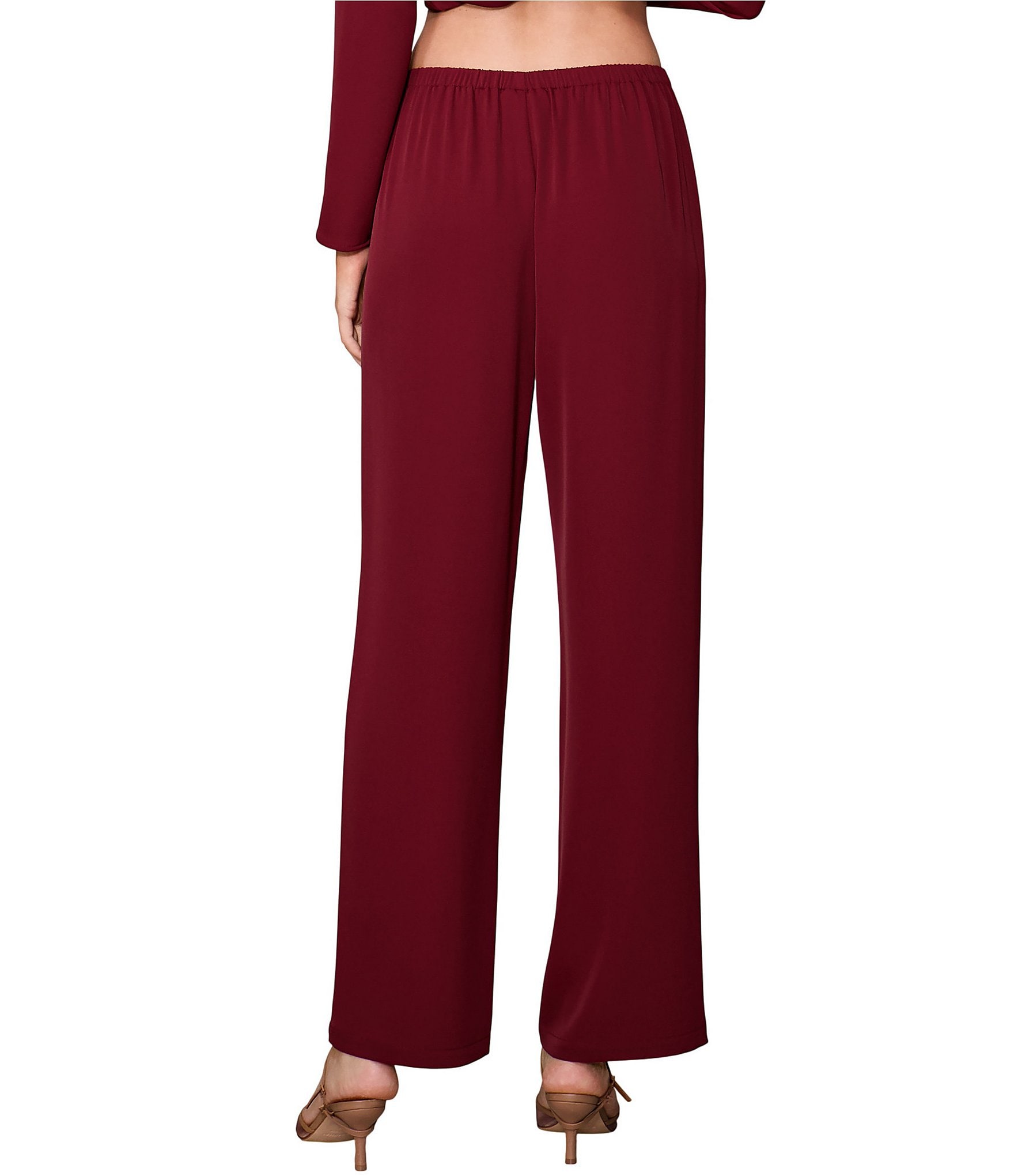 MELLODAY Lux Crepe High Rise Checker/Solid Straight Leg Pull On Coordinating Pants