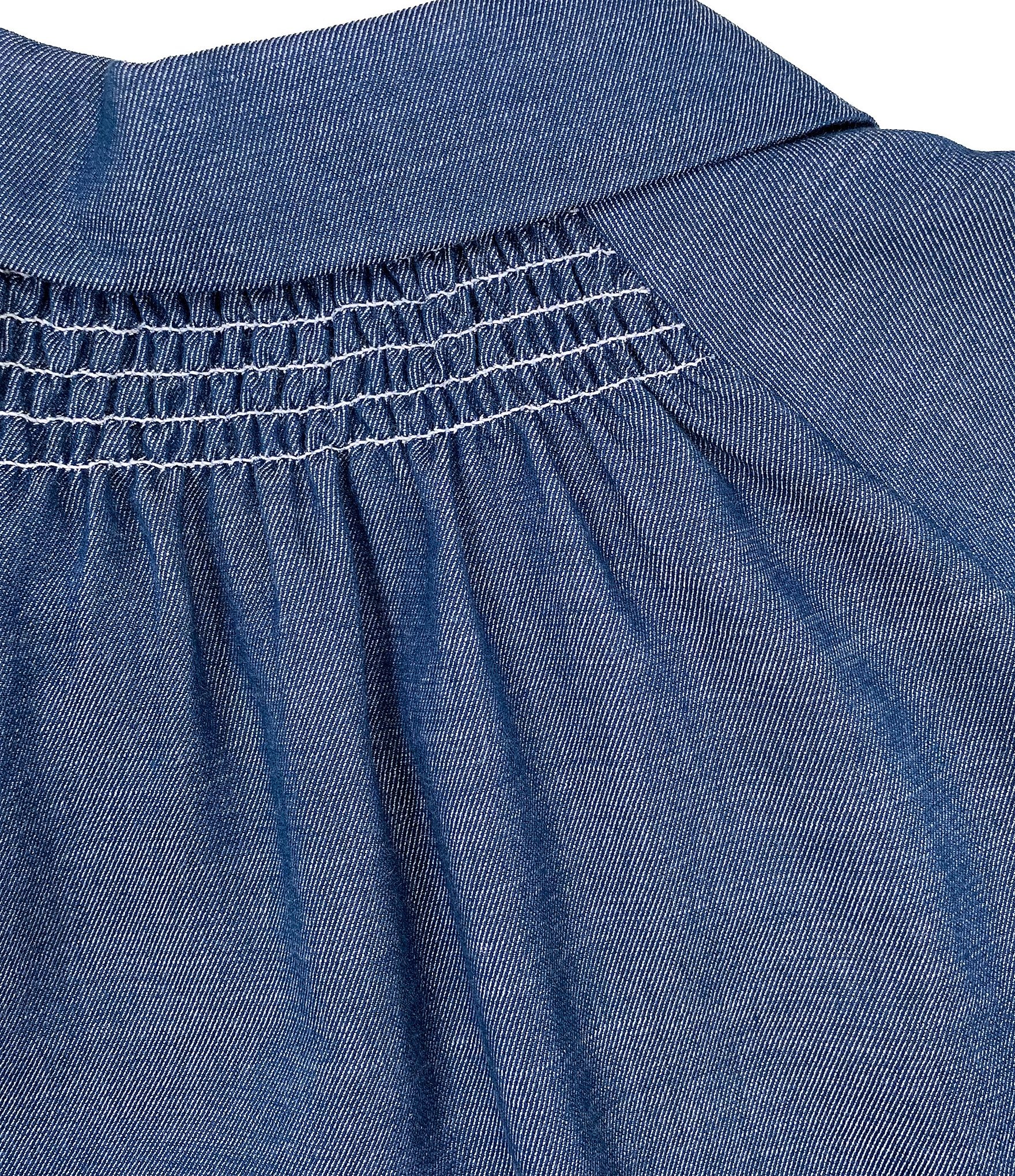 MELLODAY Point Collar Boxy Short Sleeve Denim Top