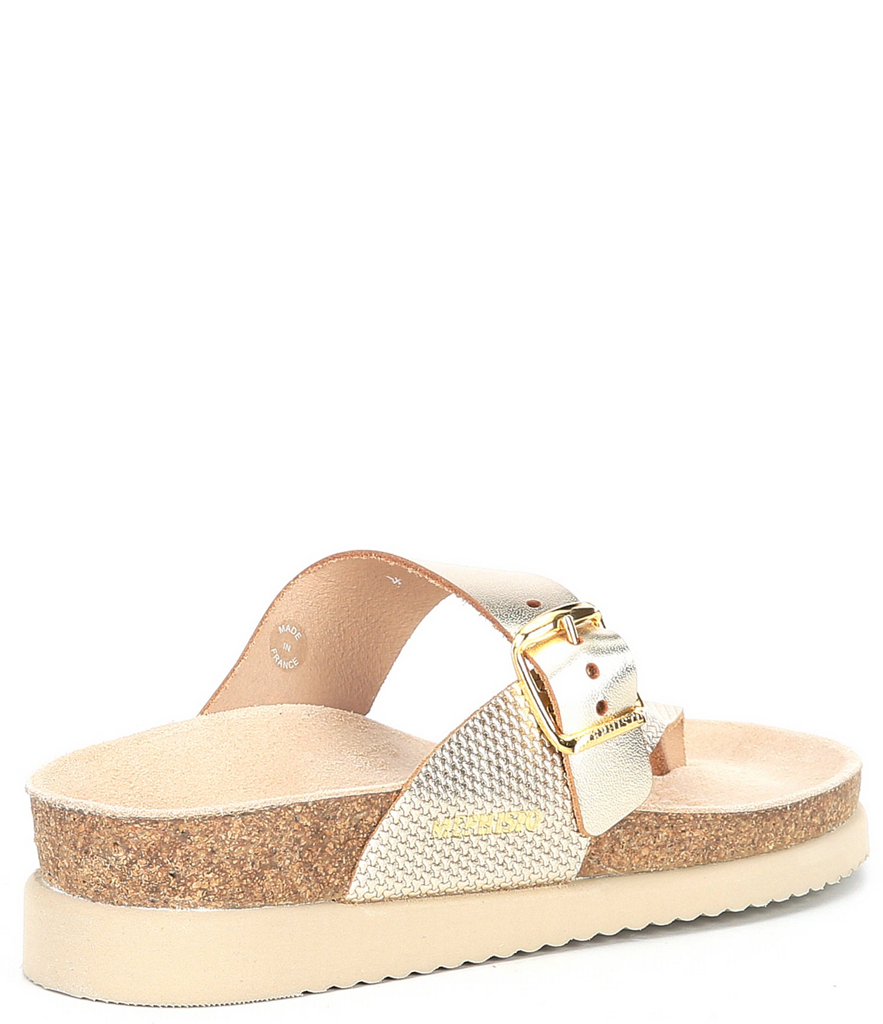 Mephisto Helen Mix Leather Buckle Thong Sandals