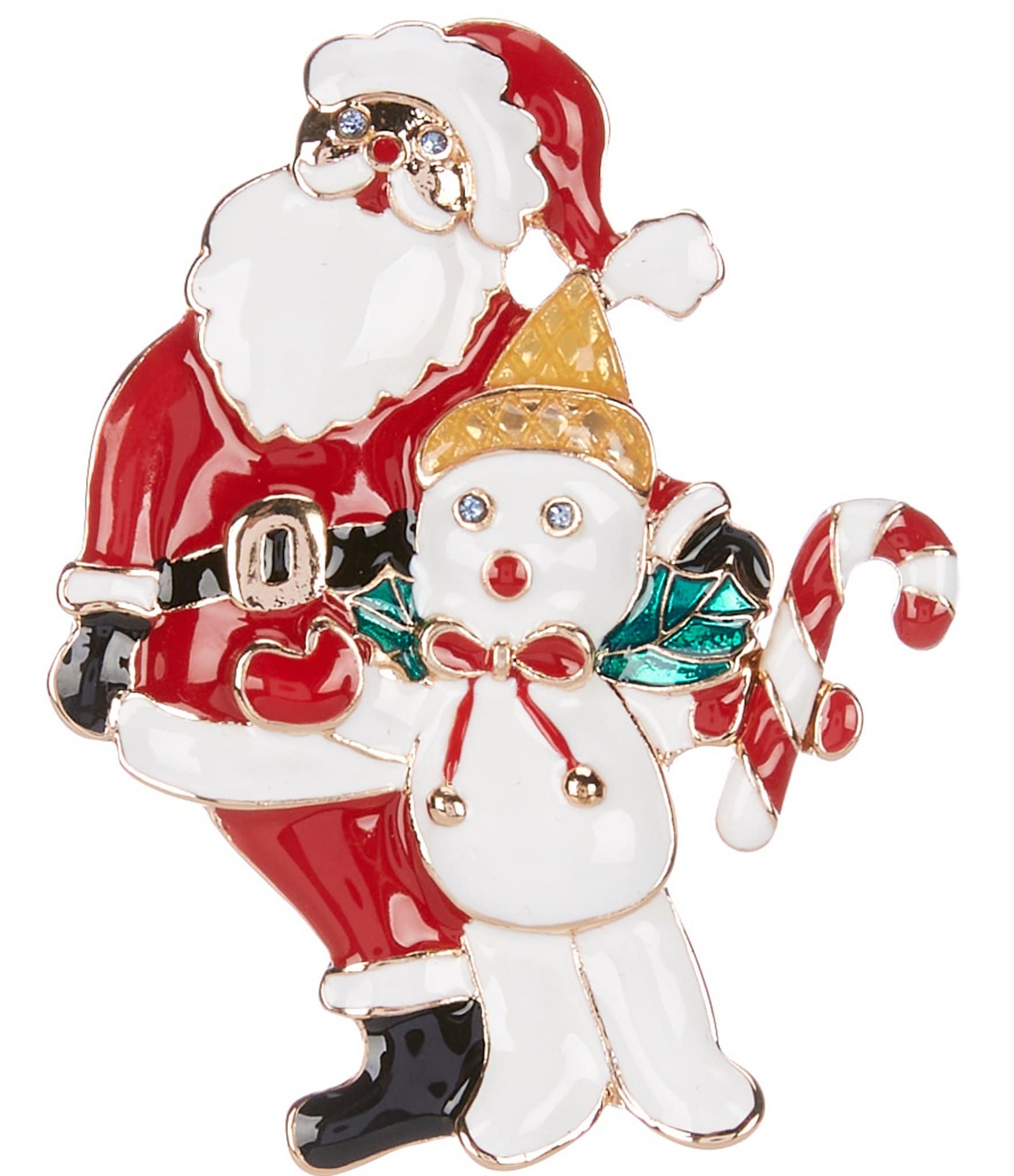 Merry & Bright Santa and Mr. Bingle Christmas Pin | Dillard's