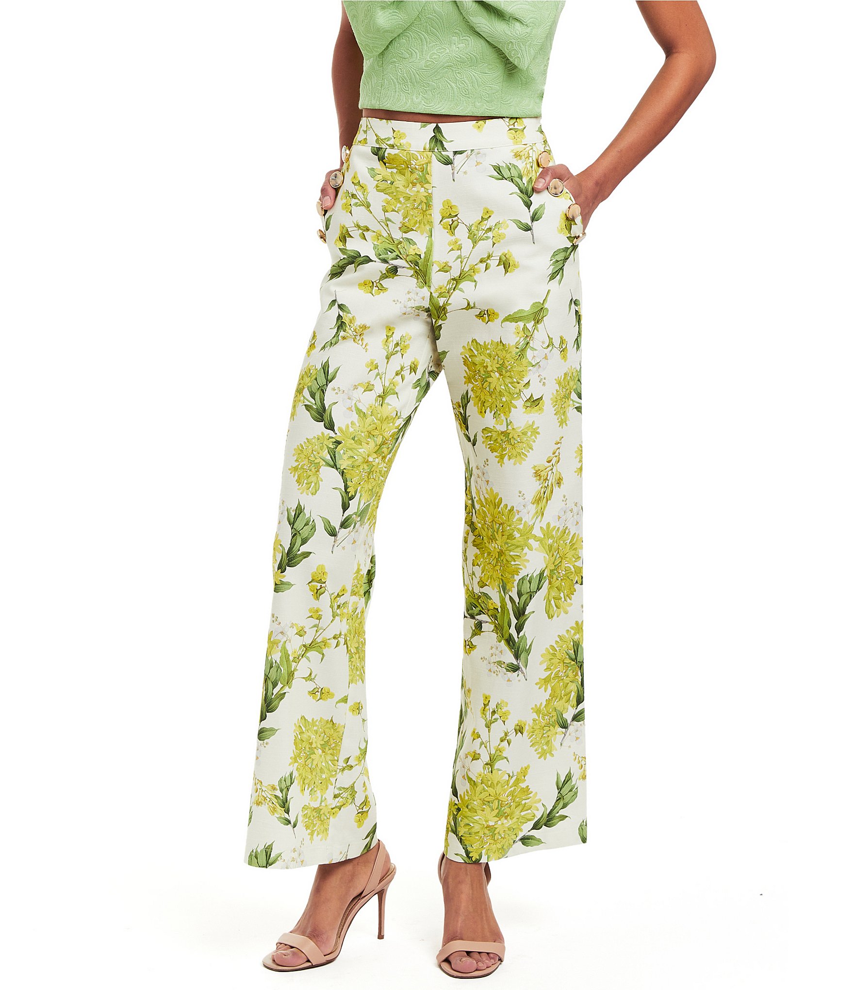Mestiza New York Antonella Floral Print High Waisted Wide-Leg Pants |  Dillard's
