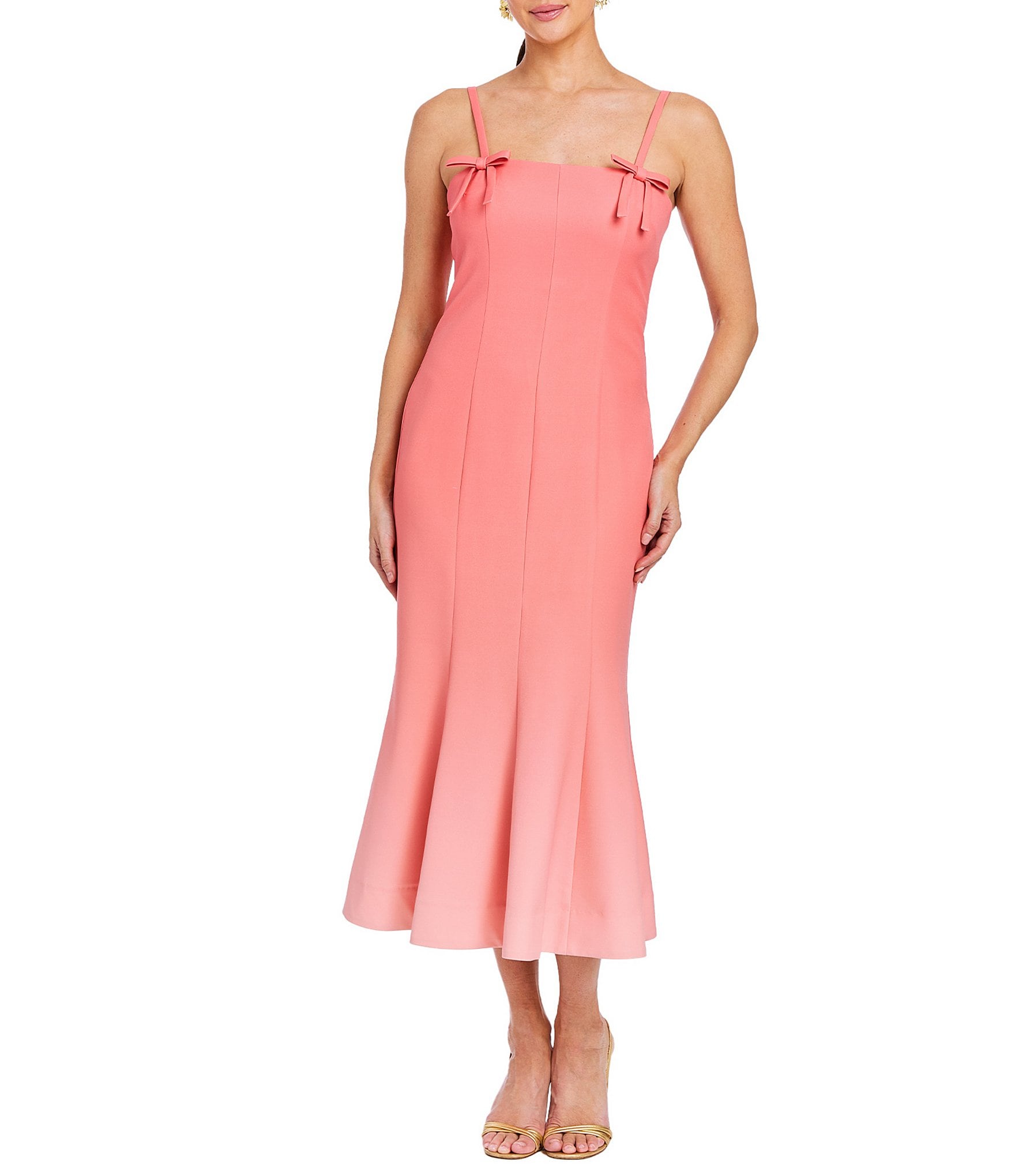 Mestiza New York Calista Ombre Square Neck Sleeveless Bow Midi Dress