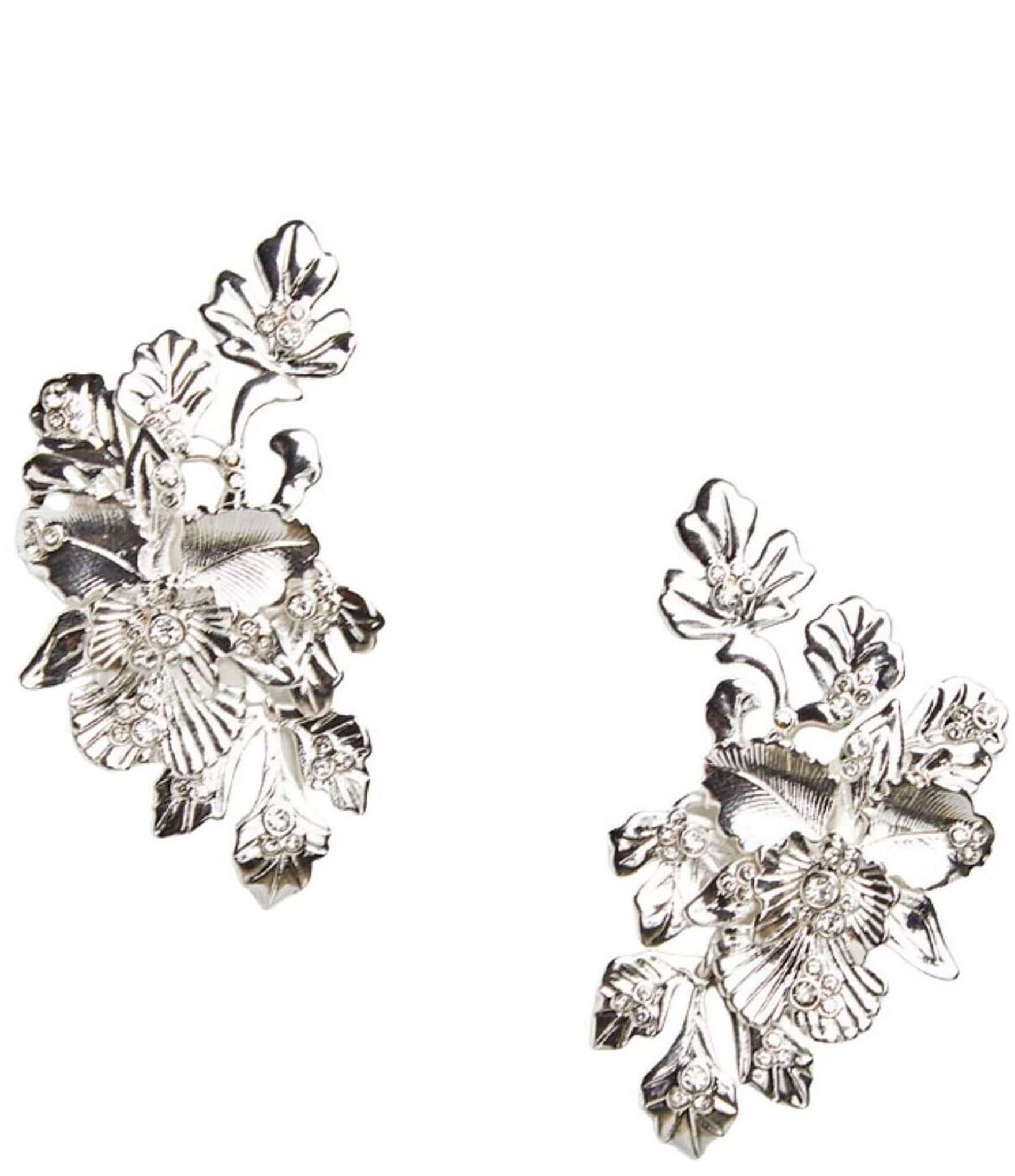 Mestiza New York Laurel Leaf Drop Insert Gem Earrings