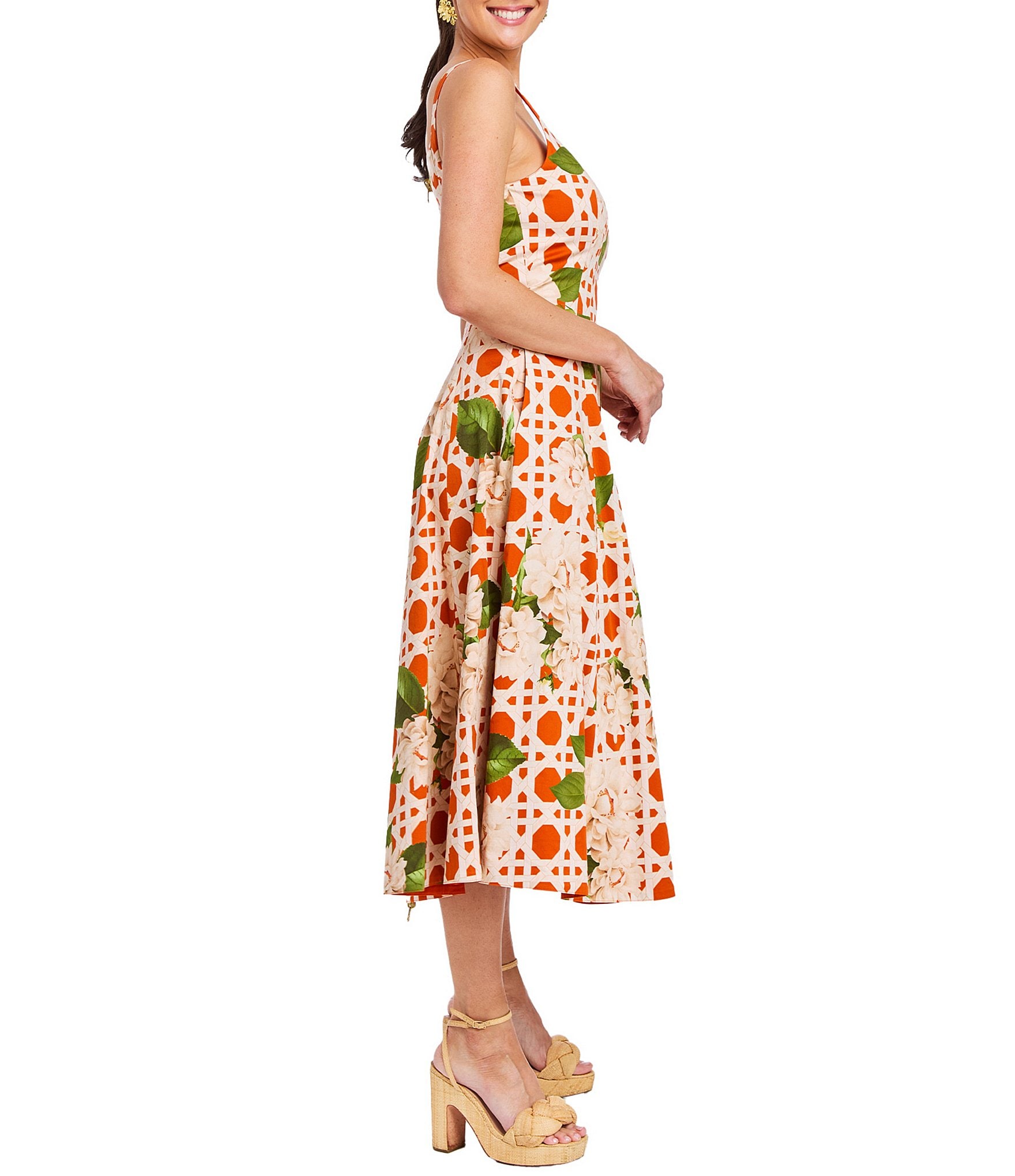 Mestiza New York Yvette Reversible Square Neck Sleeveless Midi Dress