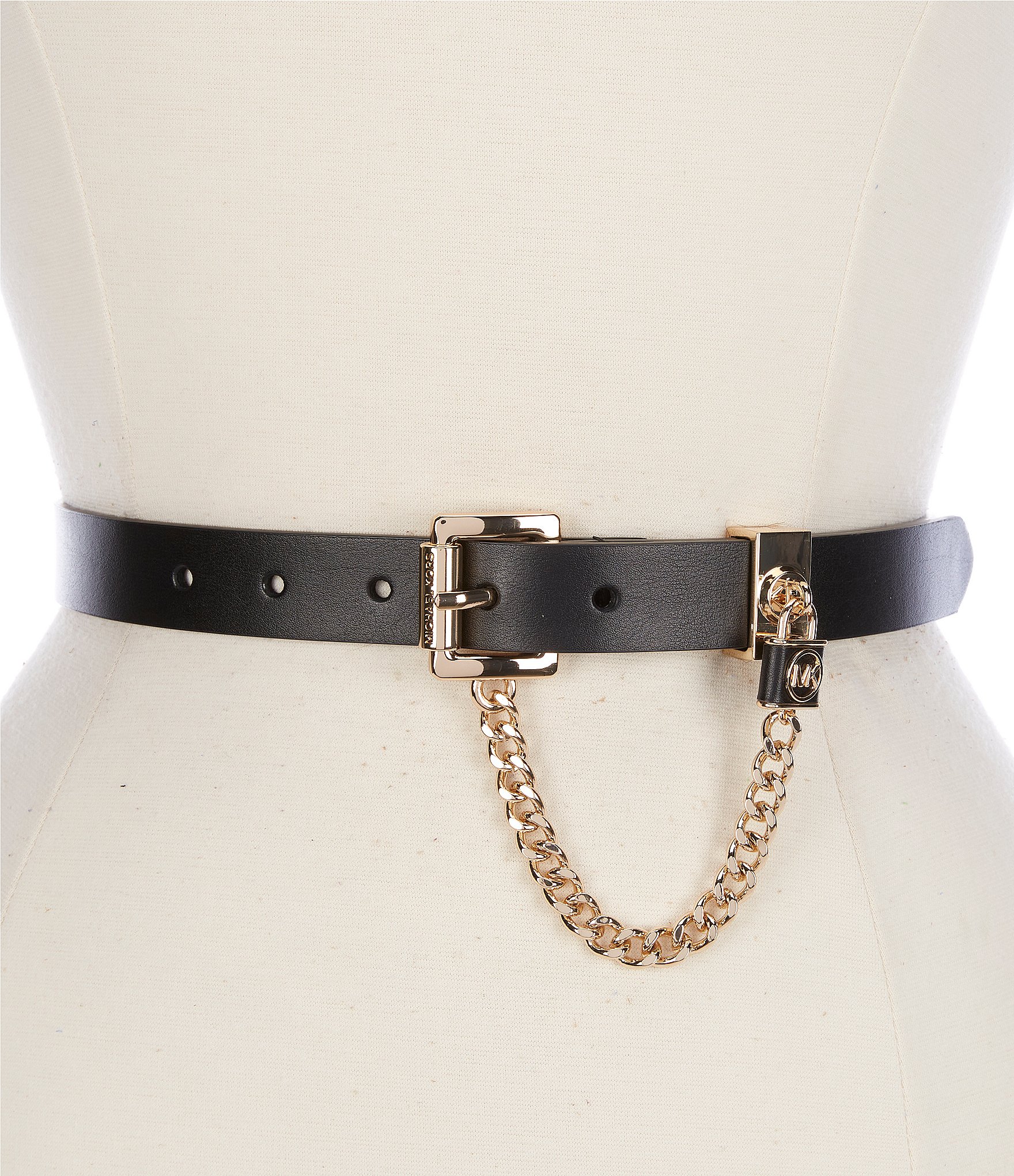 Faux Leather Belt With Chain