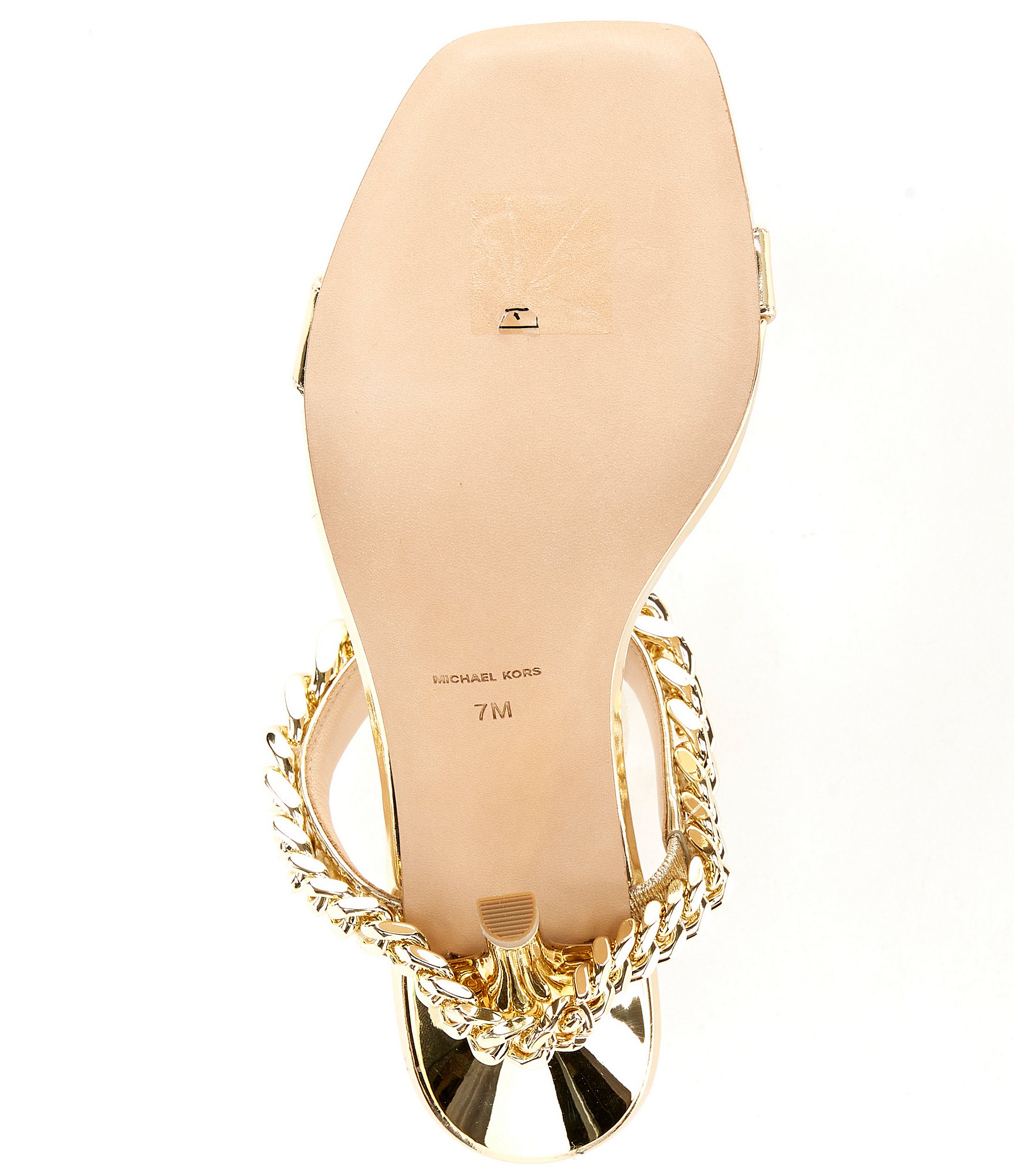 Michael Kors Bianca Leather Curbed Chain Hardware High Heel Slide Sandals