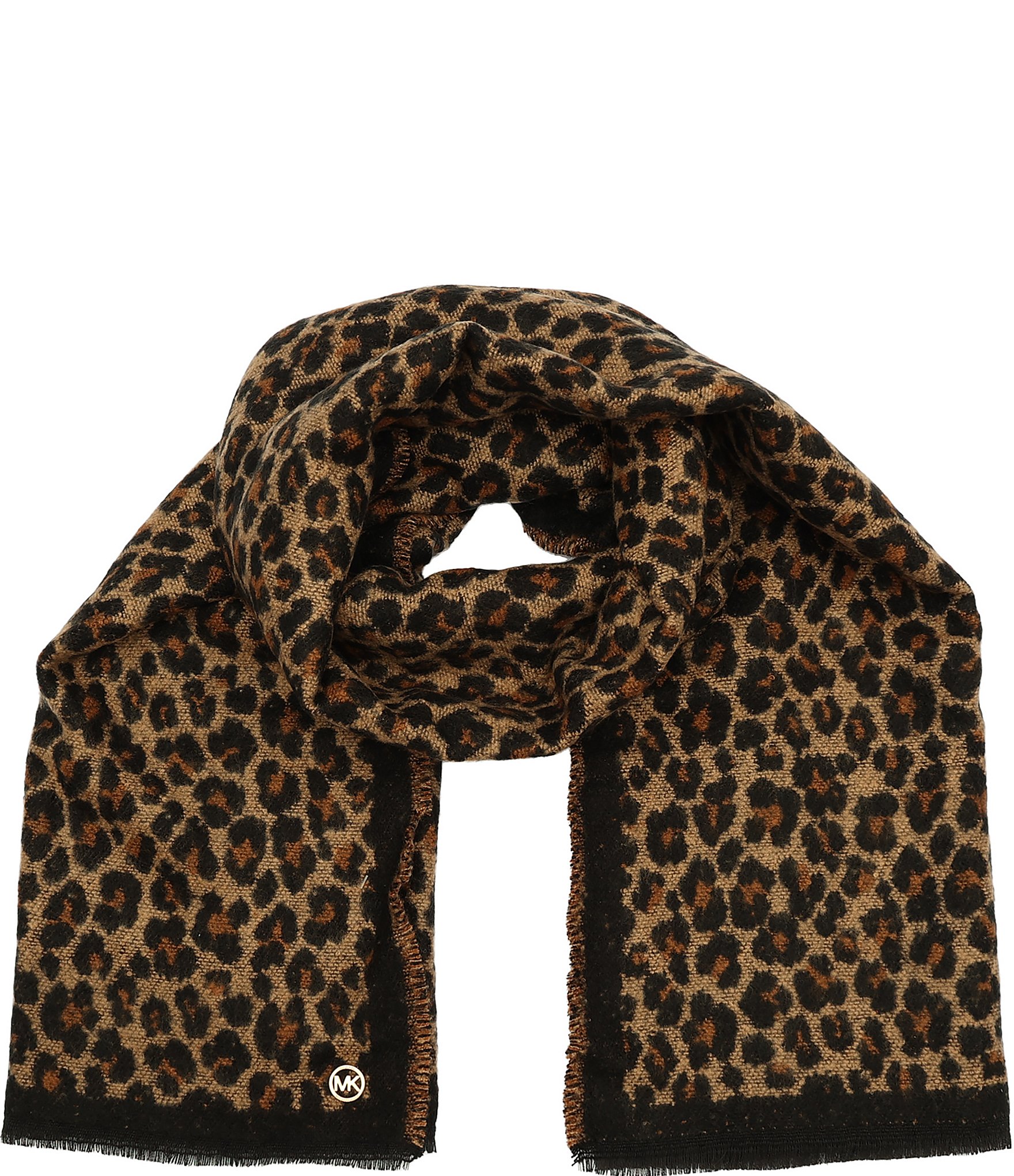 Michael Kors Leather gloves and Chettah print factory knit Scarve