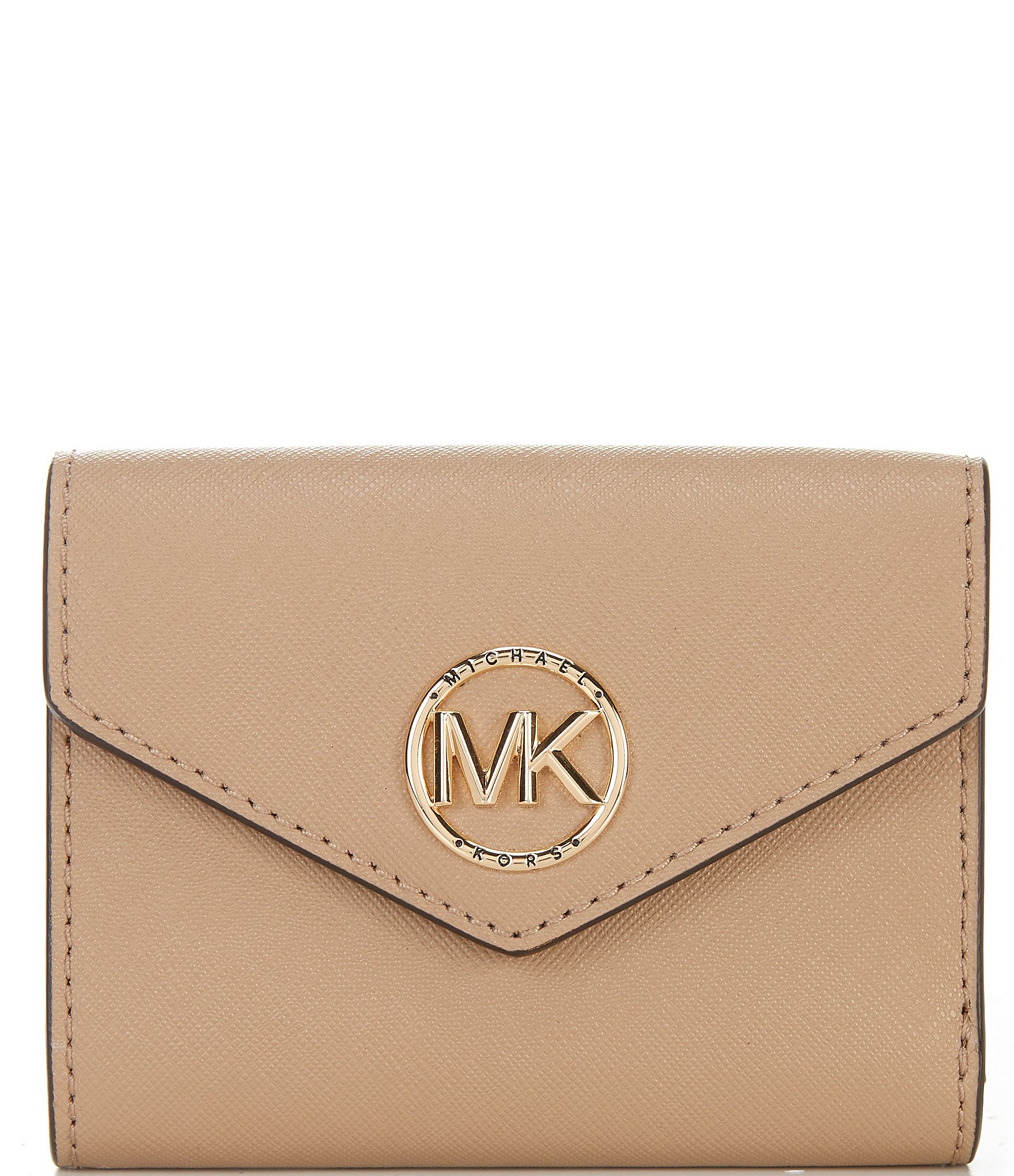 Michael Kors Women's Small Black & Gold Tone Tri-fold Logo Wallet  Coin Purse