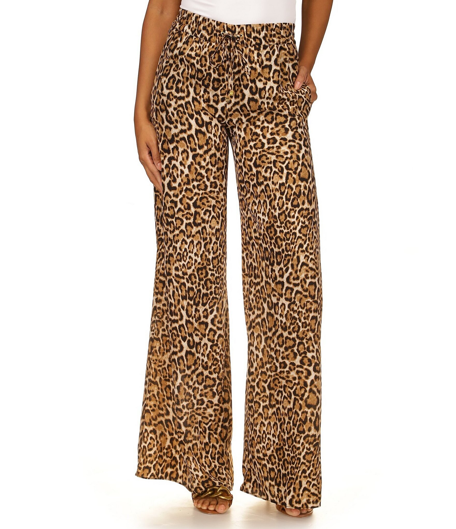 MICHAEL Michael Kors Cheetah Print Wide Leg Drawstring Waist Pants |  Dillard's