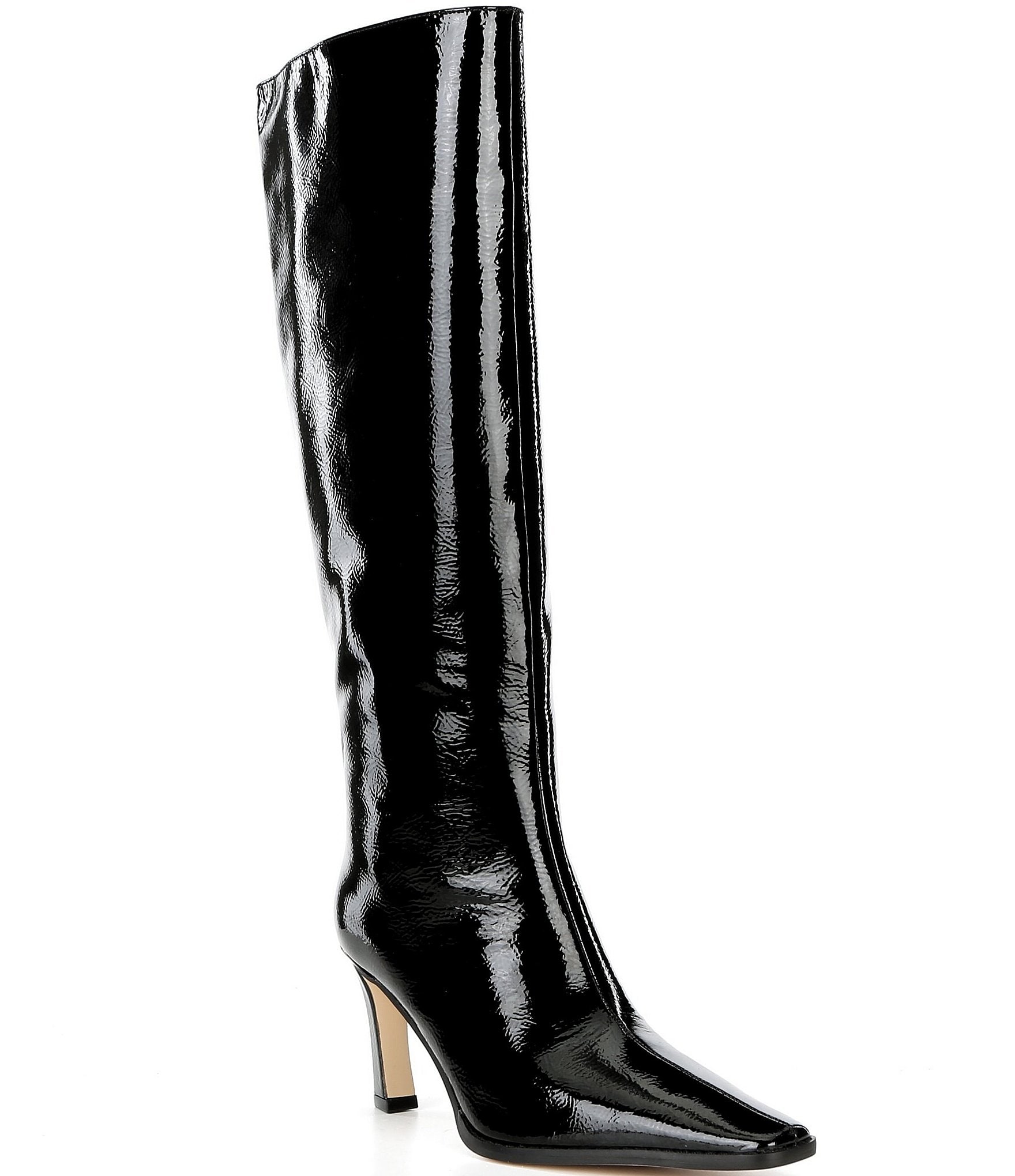Michael Kors Darrah Crinkle Patent Leather Knee High Stiletto Boots