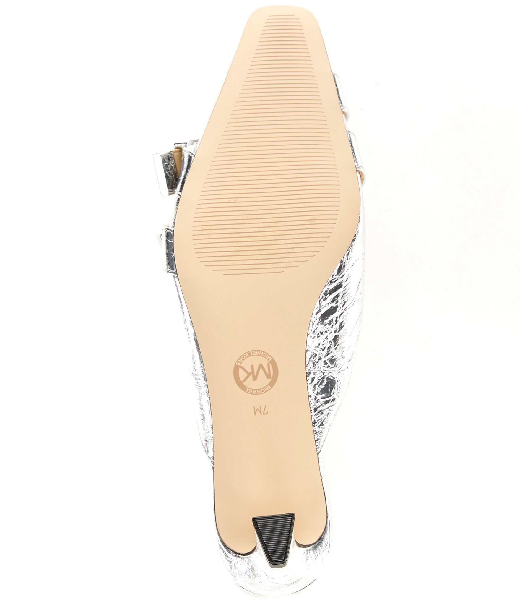 Michael Kors Darrington Crushed Leather Double Buckle Hardware Kitten Heel Mules