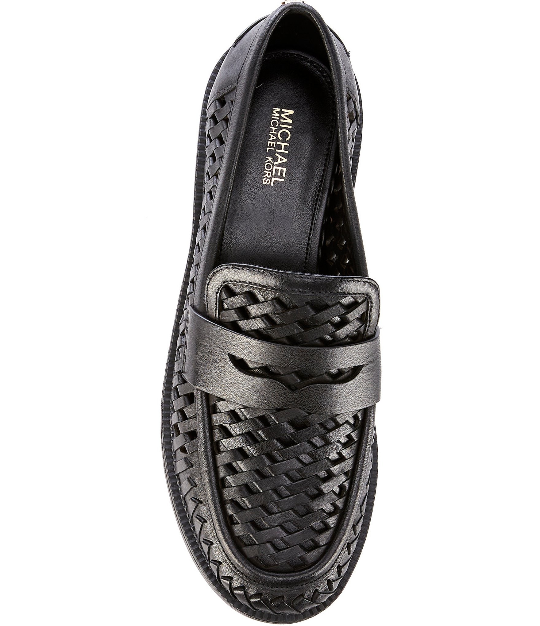 Michael Kors Eden Woven Leather Penny Loafers