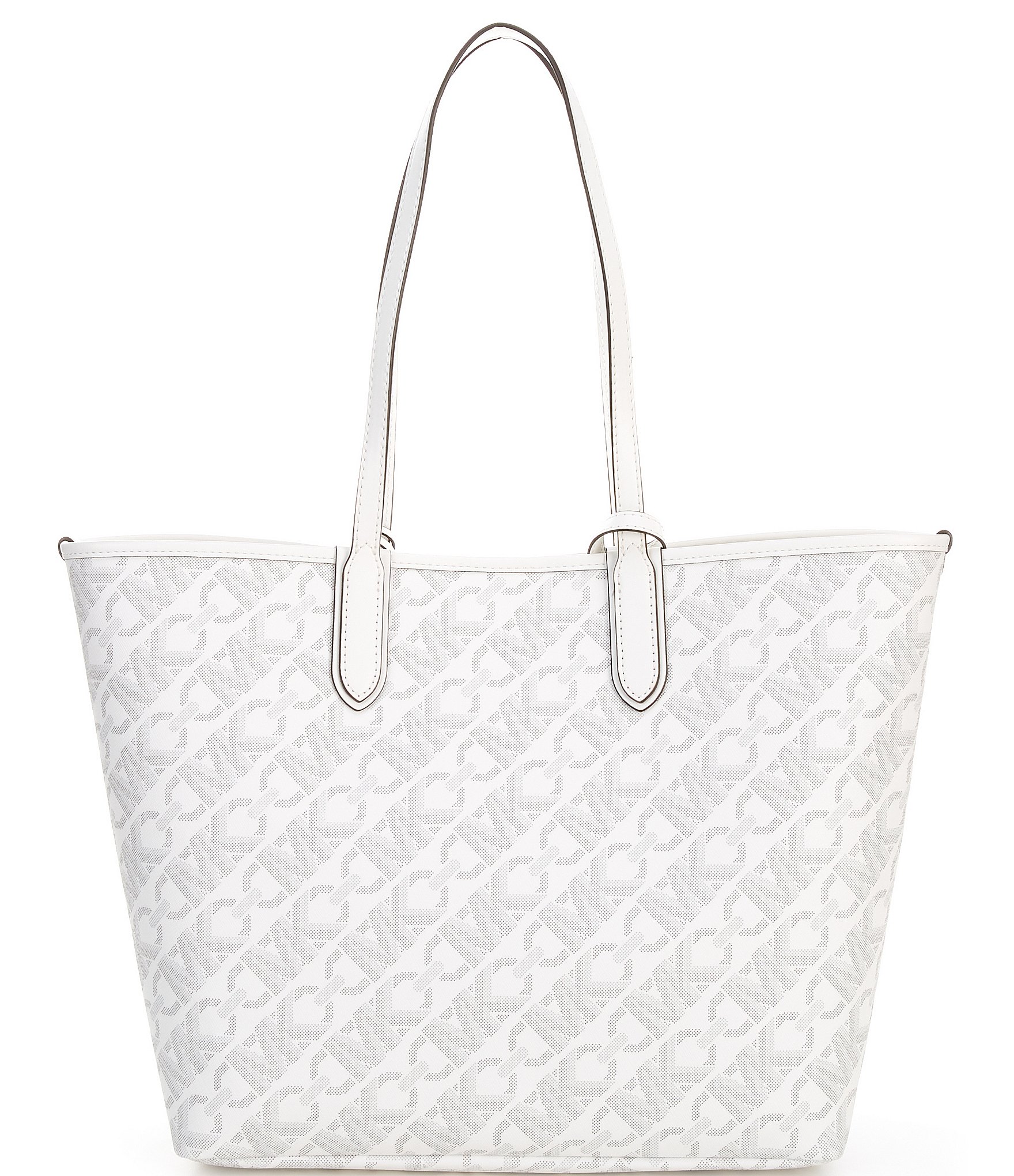 Michael Kors Silver Hardware Signature Logo Eliza Large East West Open Tote Bag