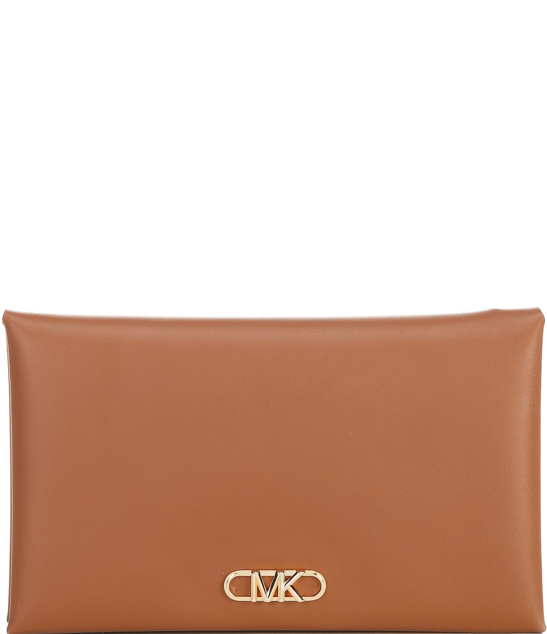 MICHAEL KORS Wallet Bifold Wristlet, M, Brown Logo with Orange/Yellow