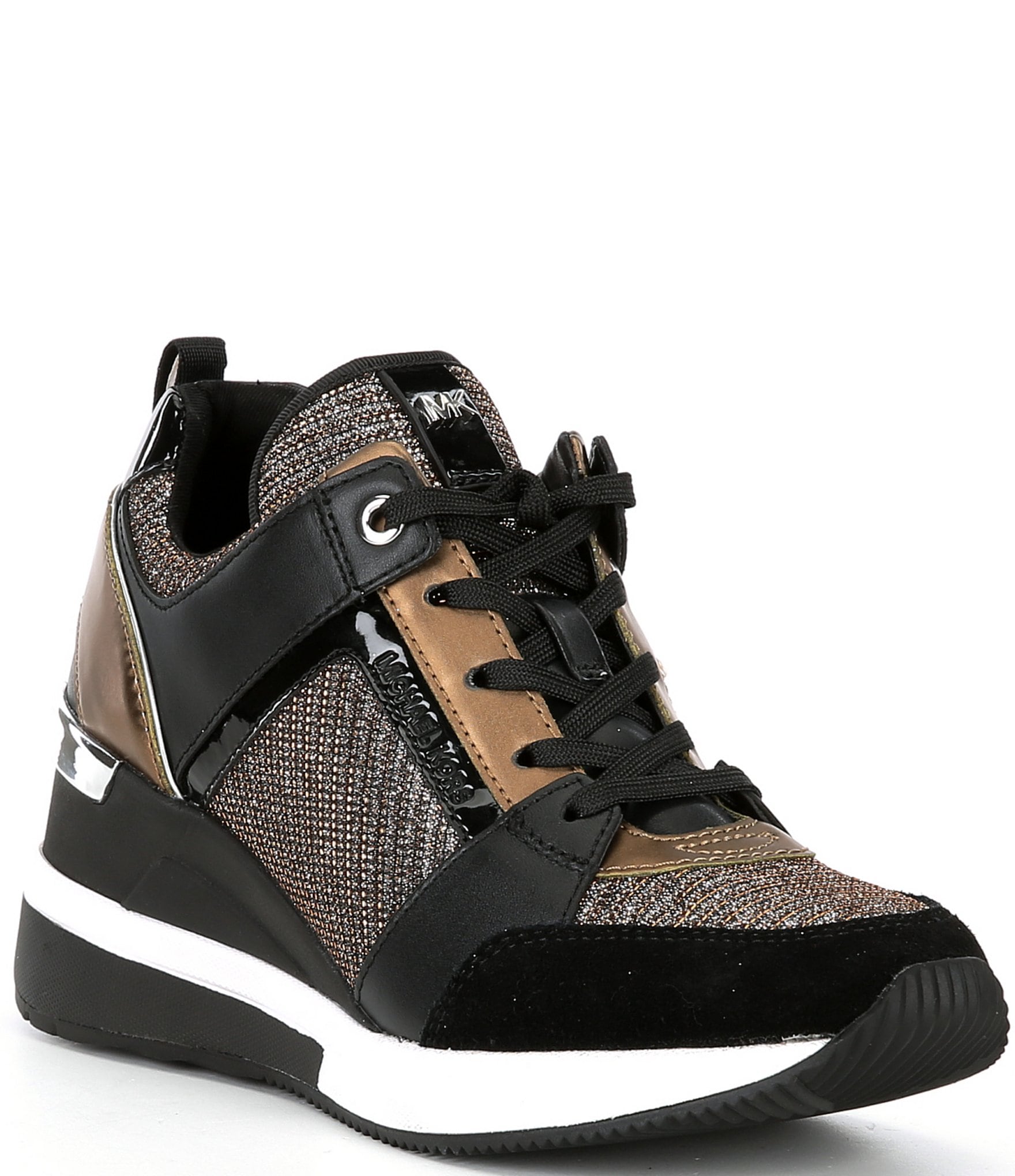 Michael Kors Georgie Glitter Leather Wedge Trainer Sneakers | Dillard's
