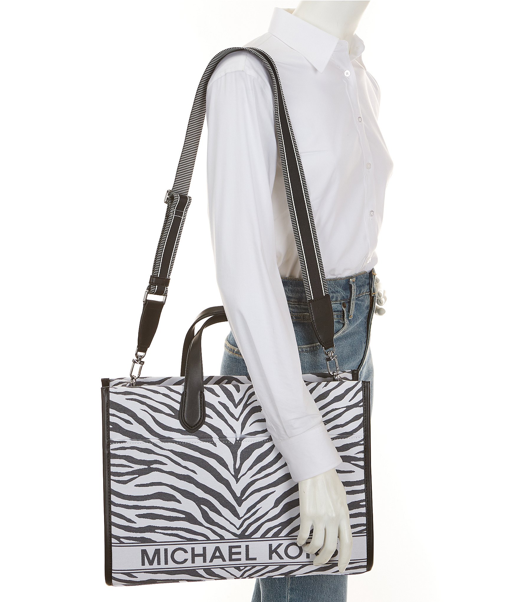 Michael Kors Gigi Zebra Print Large Grab Tote Bag